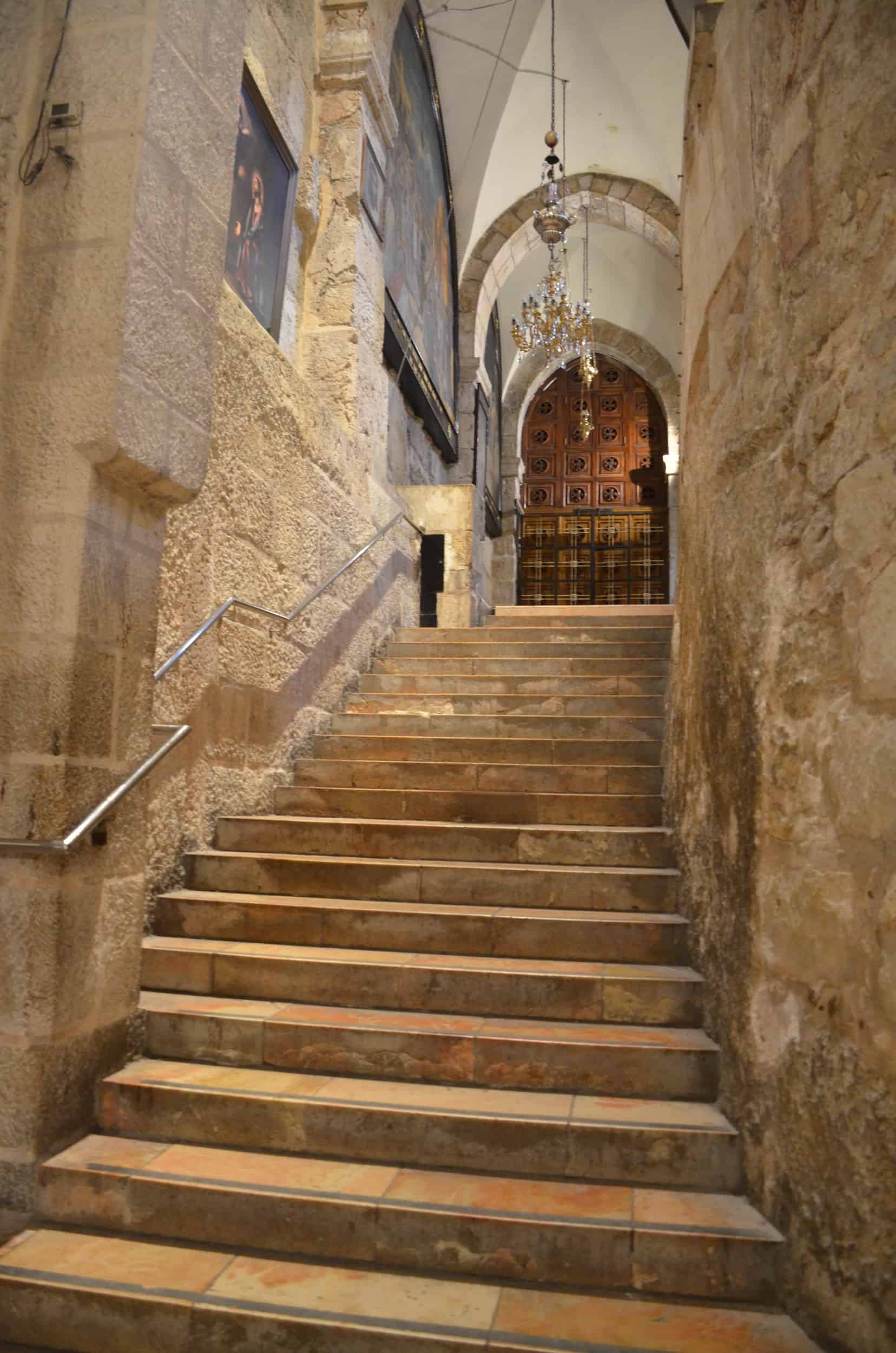 Looking up the stairs to the Chapel of the Finding of the Cross