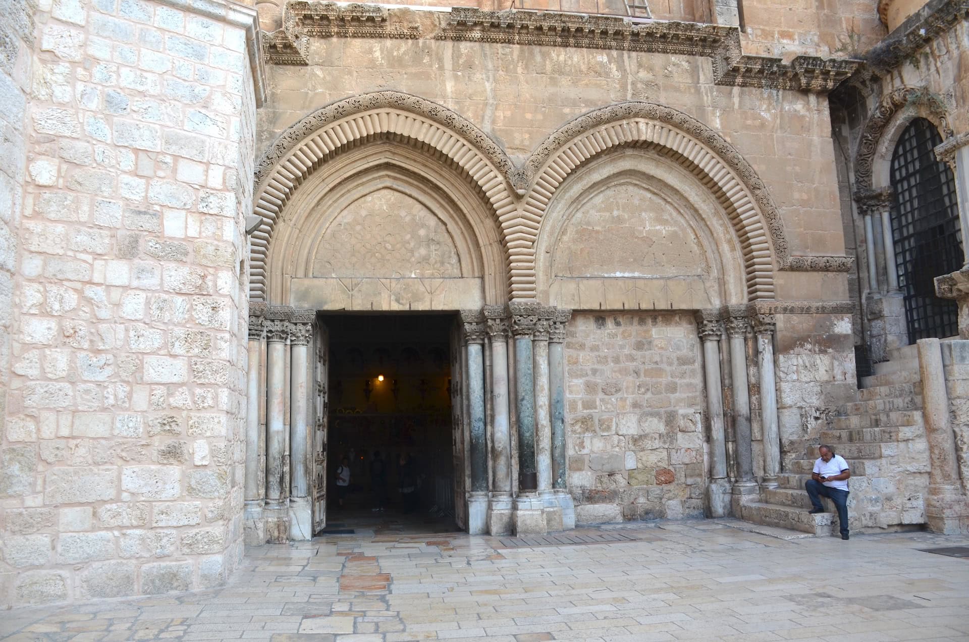 Entrance to the Church of the Holy Sepulchre in Jerusalem