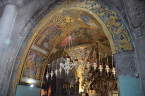 Arch in the Chapel of the Crucifixion at Golgotha at the Church of the Holy Sepulchre in Jerusalem