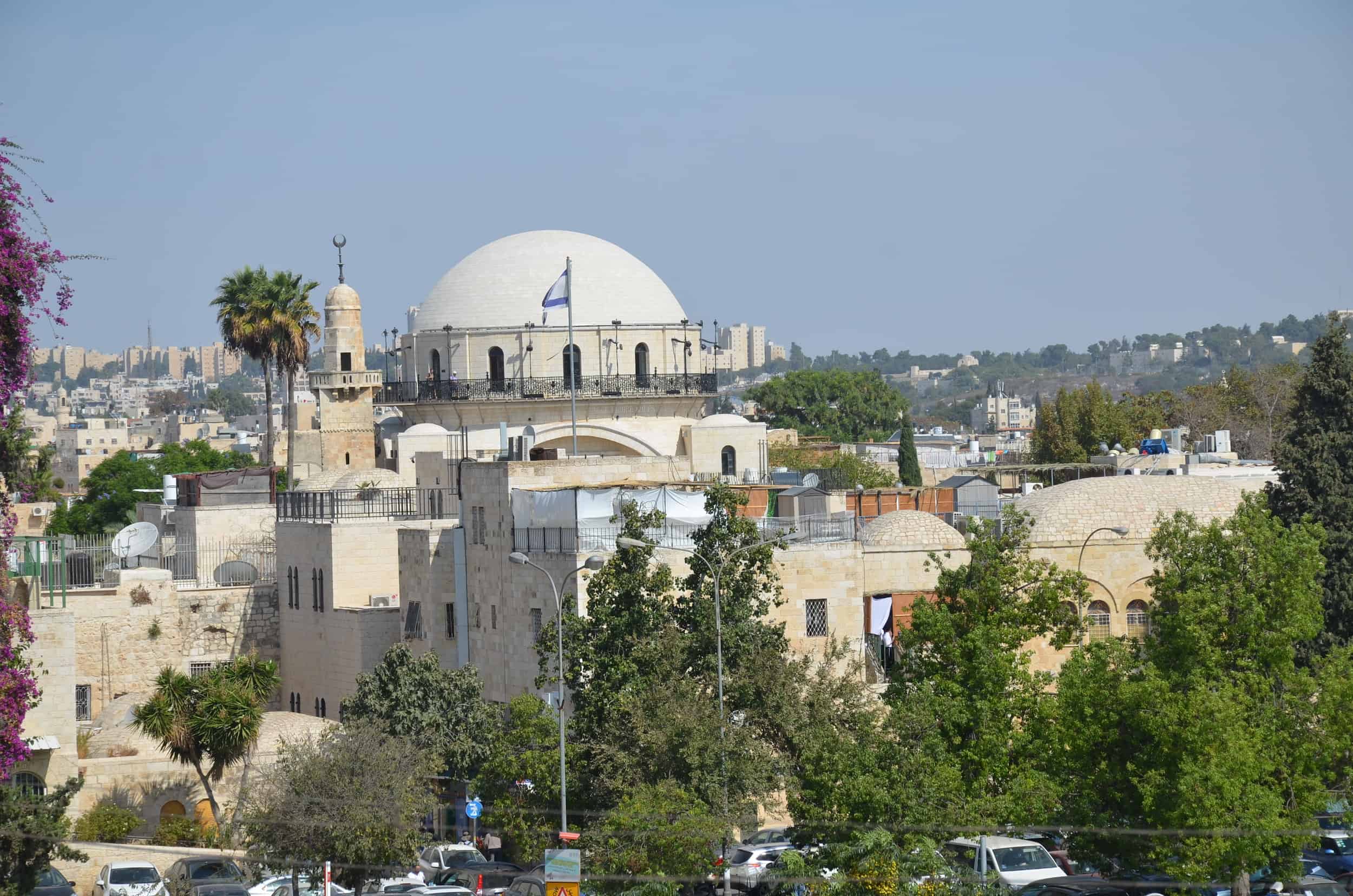 View of the Hurva Synagogue on the southern route of the Ramparts Walk in Jerusalem