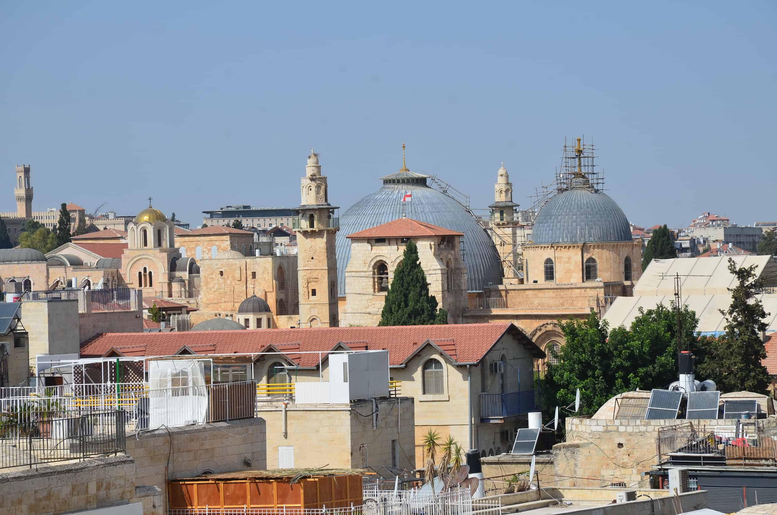 Domes of the Church of the Holy Sepulchre from the Hurva Synagogue in Jerusalem