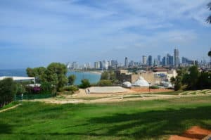 View of Tel Aviv at the HaPisgah Gardens in Jaffa, Tel Aviv, Israel