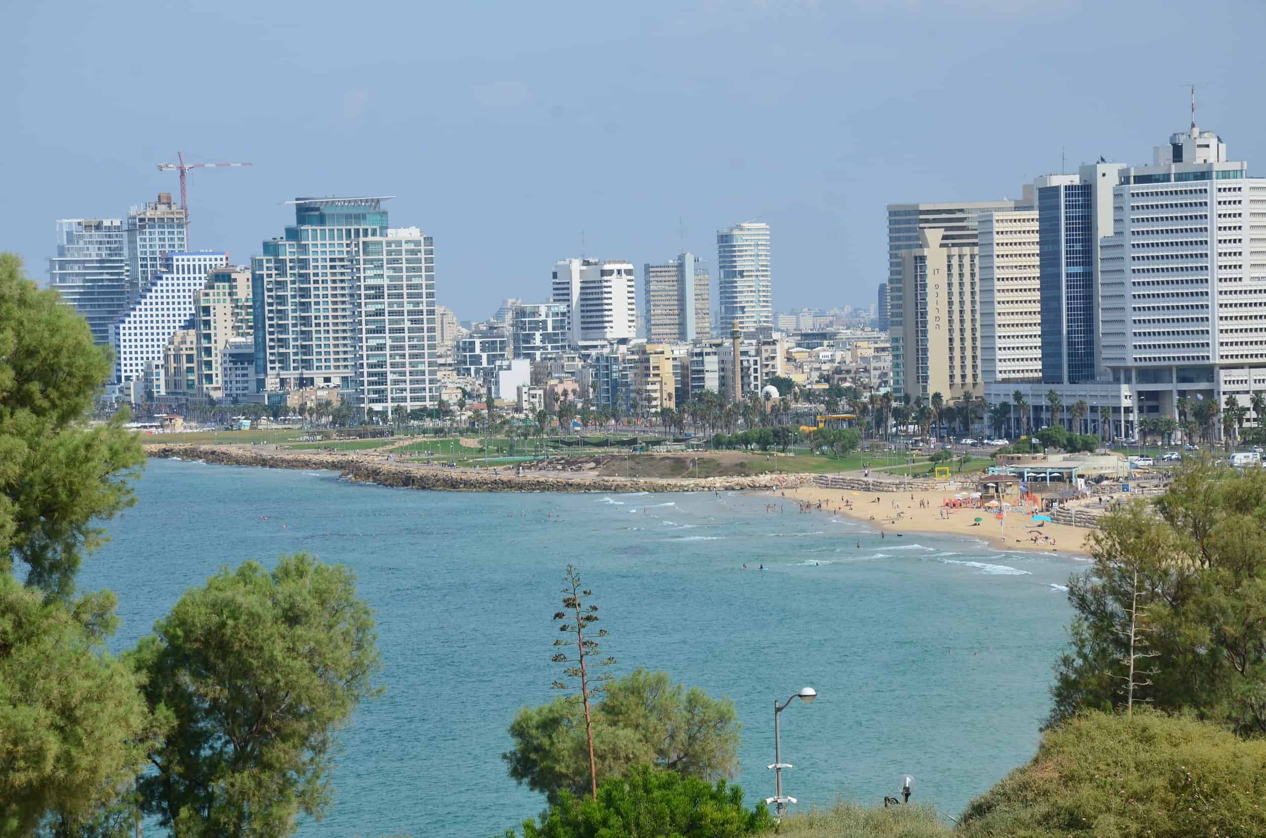 View of Tel Aviv at the HaPisgah Gardens in Jaffa, Tel Aviv, Israel