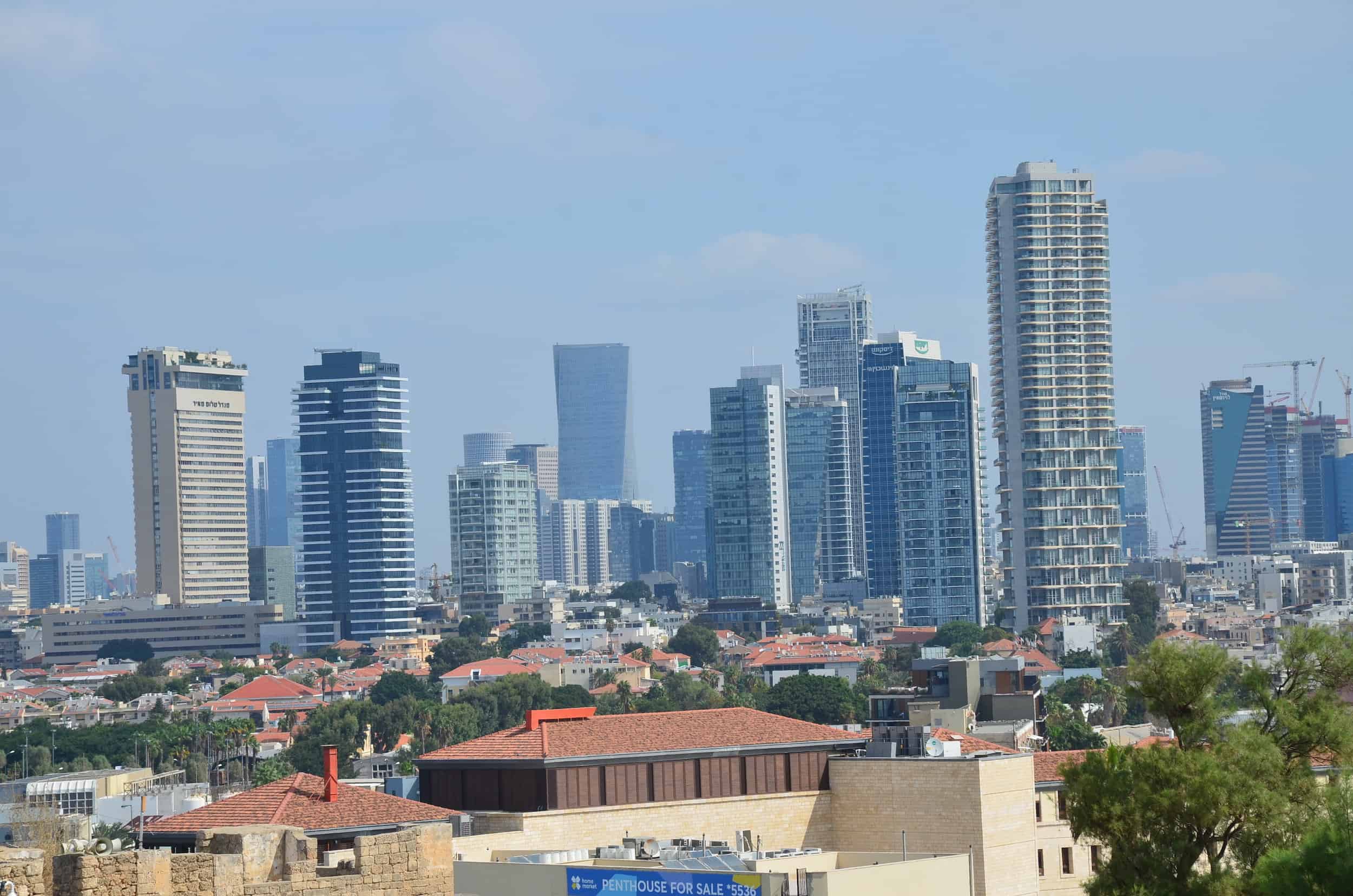 Skyscrapers in Tel Aviv from the HaPisgah Gardens