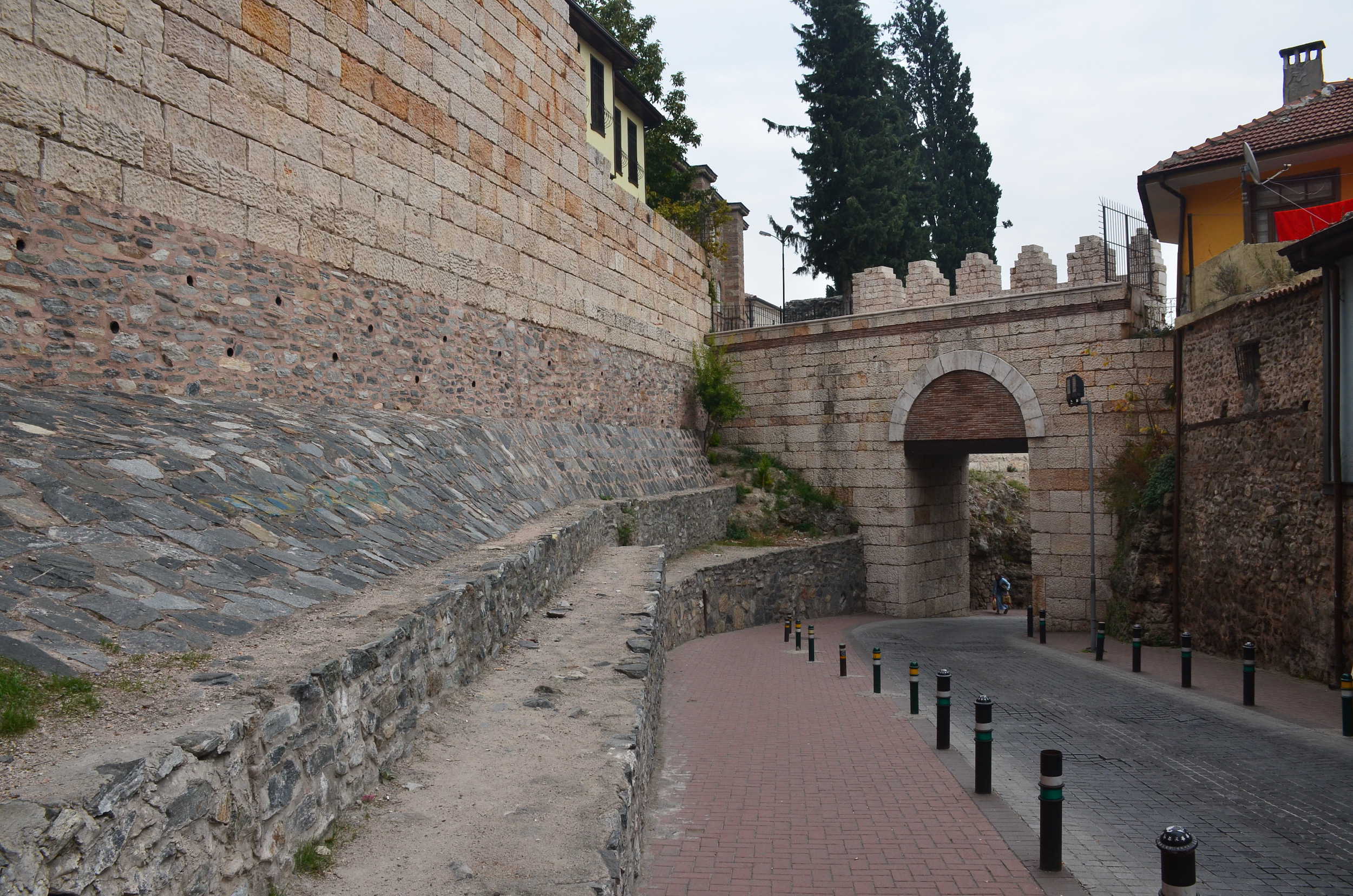 Inside of the Tahtakale Gate on the walls of Bursa Castle in Bursa, Turkey