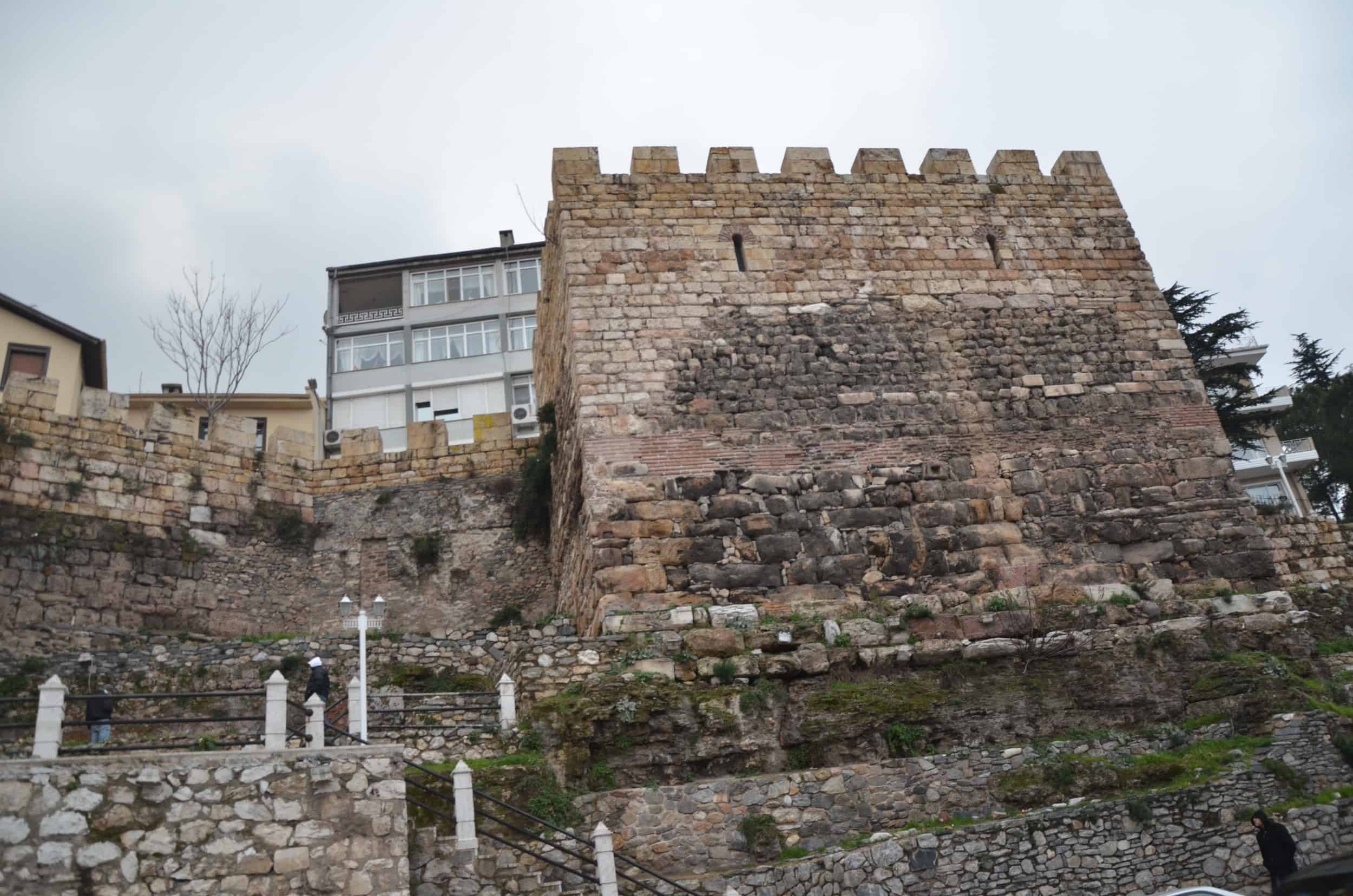 Walls of Bursa Castle in Bursa, Turkey