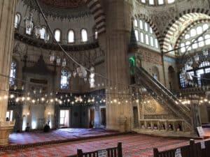Mihrab and minbar at the Selimiye Mosque in Edirne, Turkey
