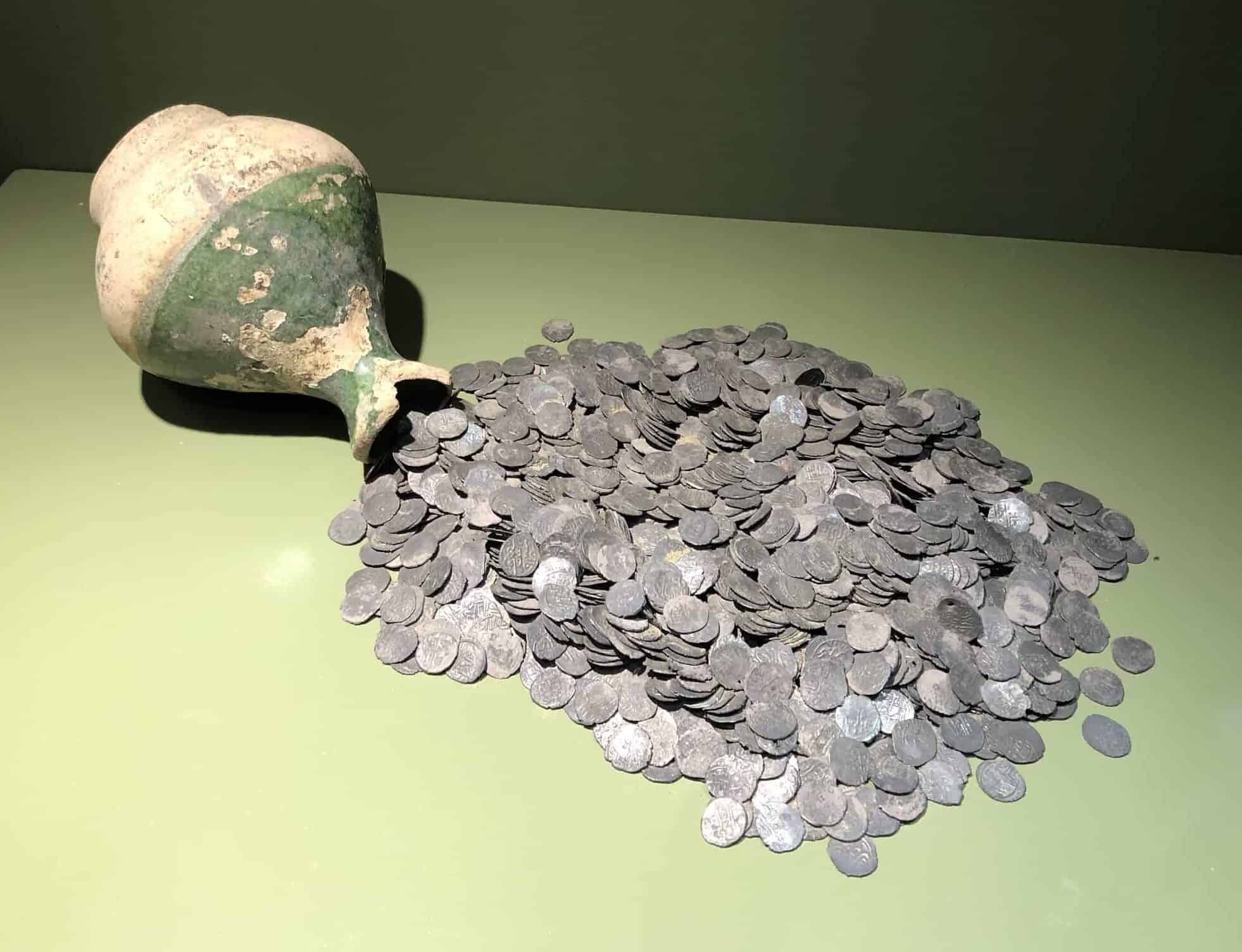 Coins found in Hamitli Village near Uzunköprü at the Edirne Turkish and Islamic Art Museum at the Selimiye Mosque in Edirne, Turkey