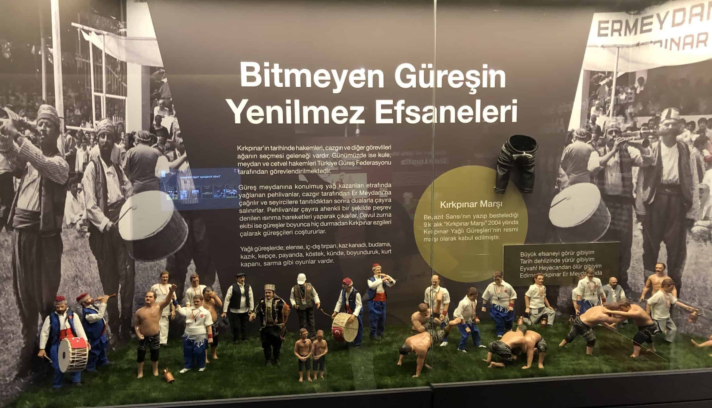 Kırkpınar wrestling tournament at the Edirne City Museum in the Edirne historic city center, Turkey