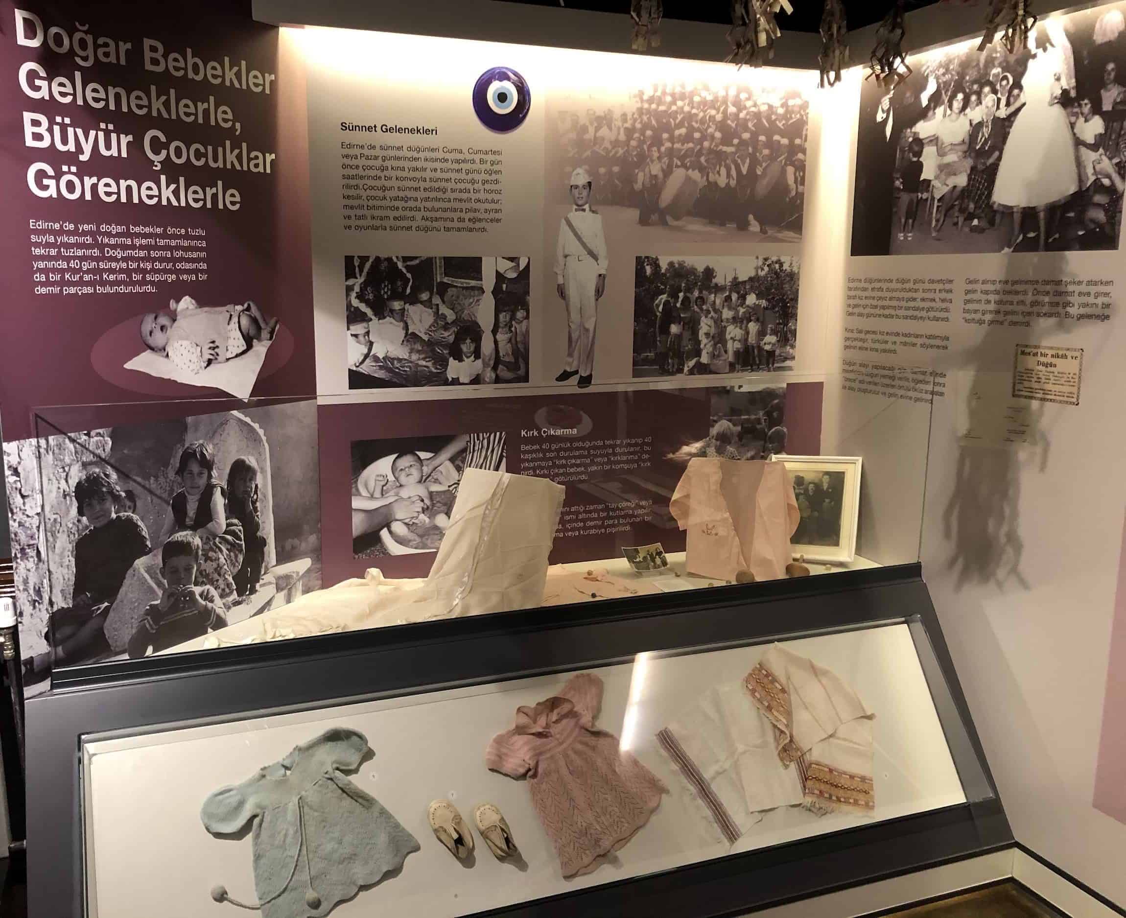 Traditions with babies and children at the Edirne City Museum in the Edirne historic city center, Turkey