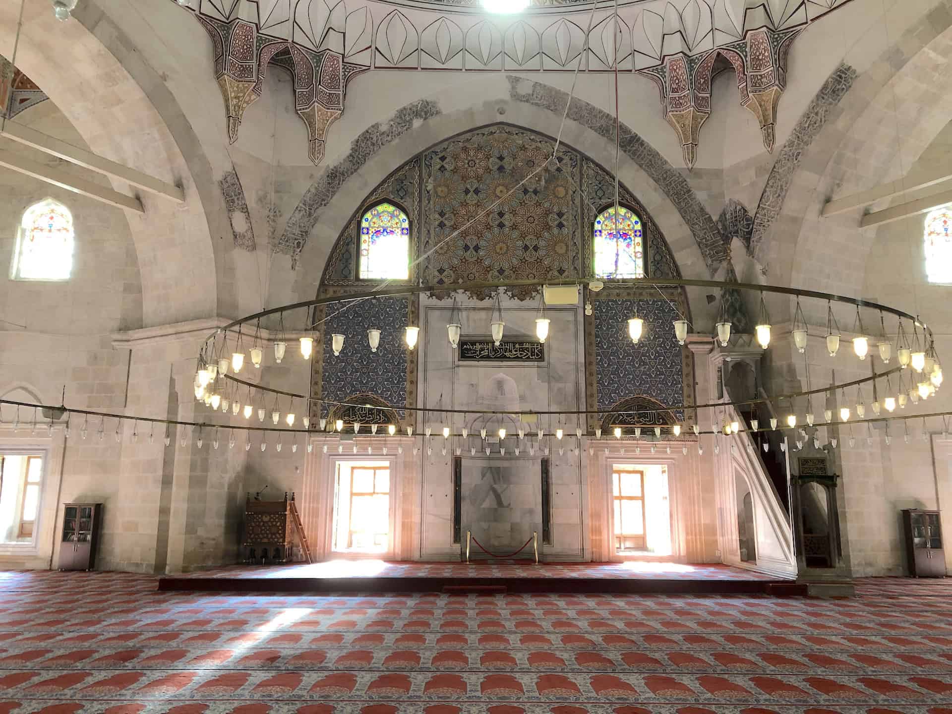 Mihrab and minbar at the Mosque with Three Balconies in the Edirne historic city center, Turkey