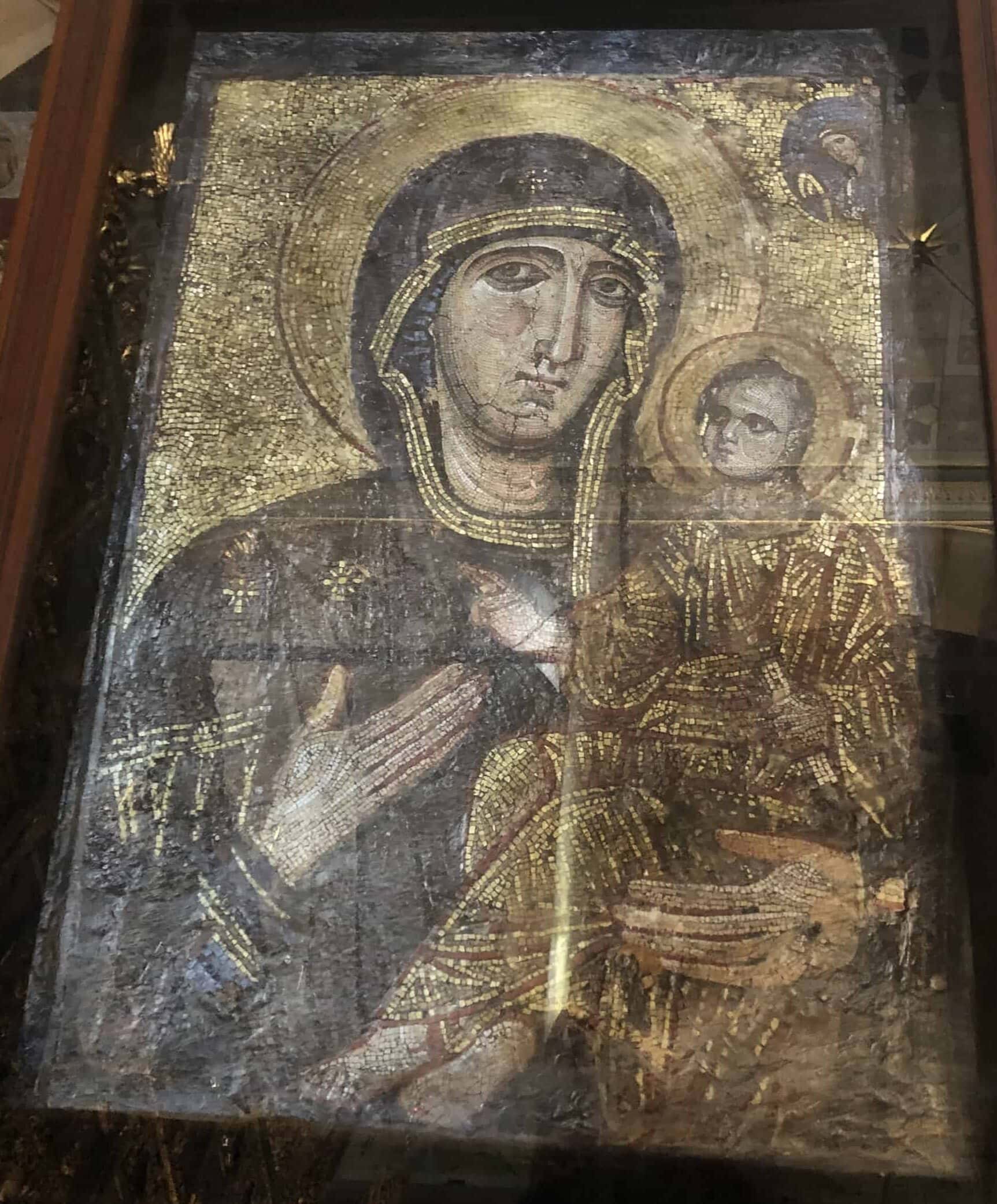 Mosaic icon of Panagia Pammakaristos at the Church of St. George, Ecumenical Patriarchate of Constantinople in Istanbul, Turkey