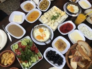 Turkish breakfast at Van Kahvaltı Evi in Cihangir, Istanbul, Turkey