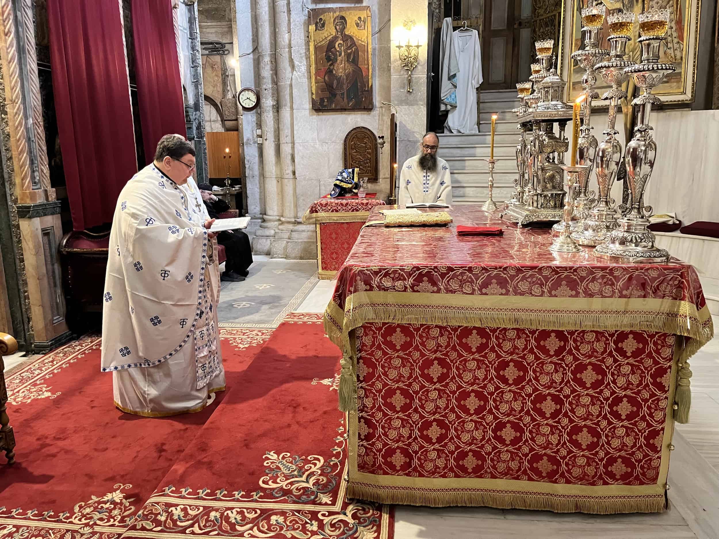 Altar of the Catholicon at the Church of the Holy Sepulchre in Jerusalem