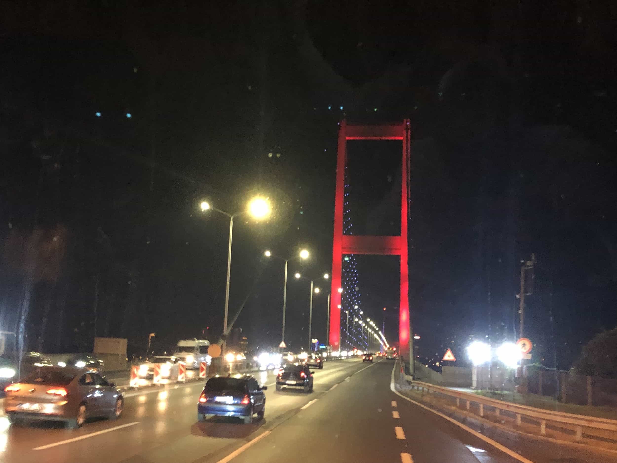 Crossing the bridge at night