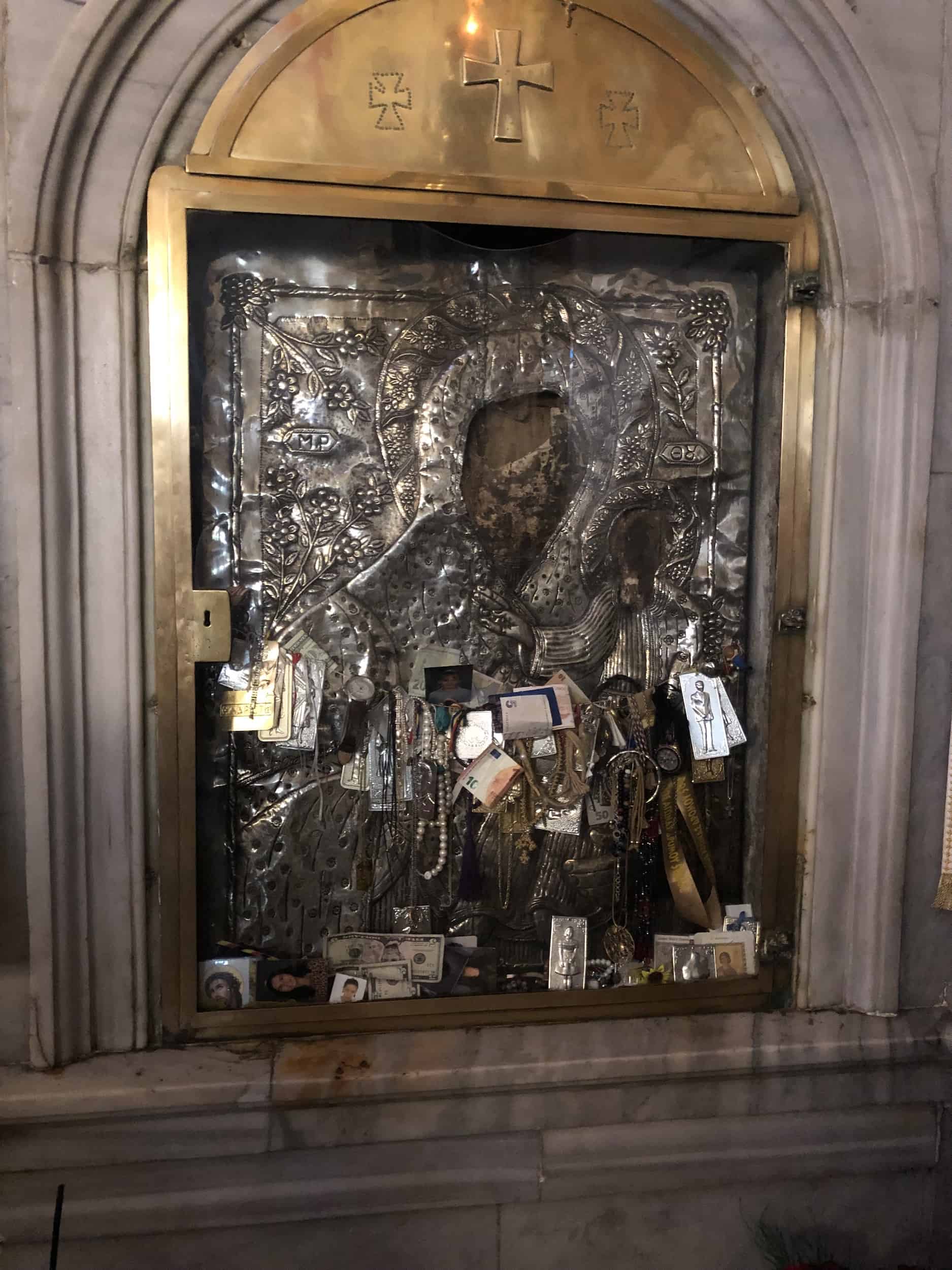 Icon of the Vlachernitissa next to the holy spring at Panagia Vlacherna Church in Ayvansaray, Istanbul, Turkey