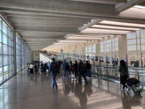 Walking to passport control at Ben Gurion Airport in Israel