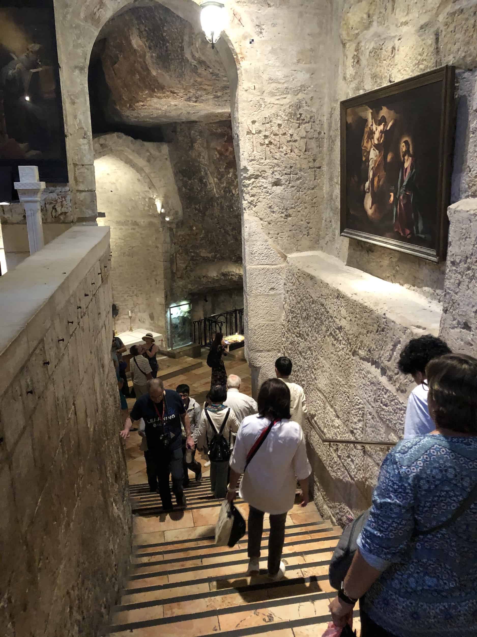 Stairs down to the Chapel of the Finding of the Cross