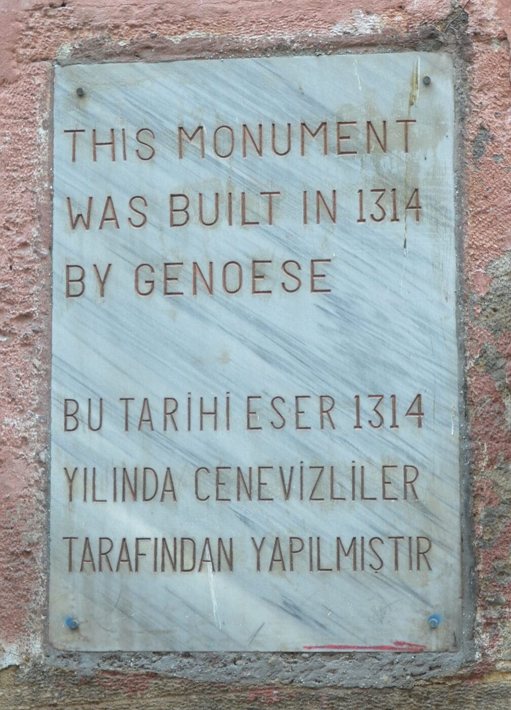Plaque on the Genoese Podestat in Galata, Istanbul, Turkey