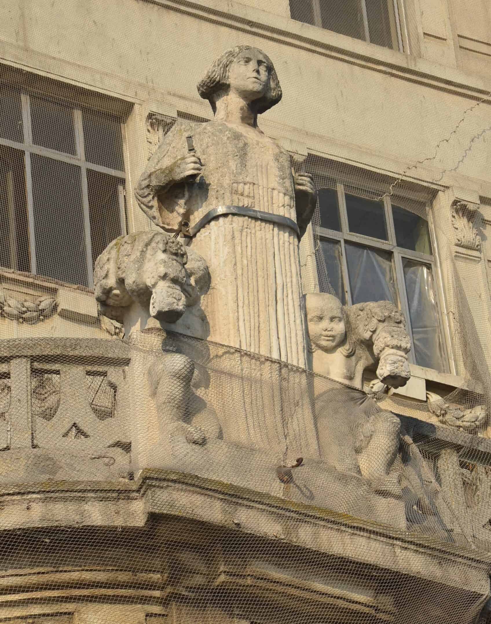 Statue representing commerce on the Ziraat Bank Building in Karaköy, Istanbul, Turkey