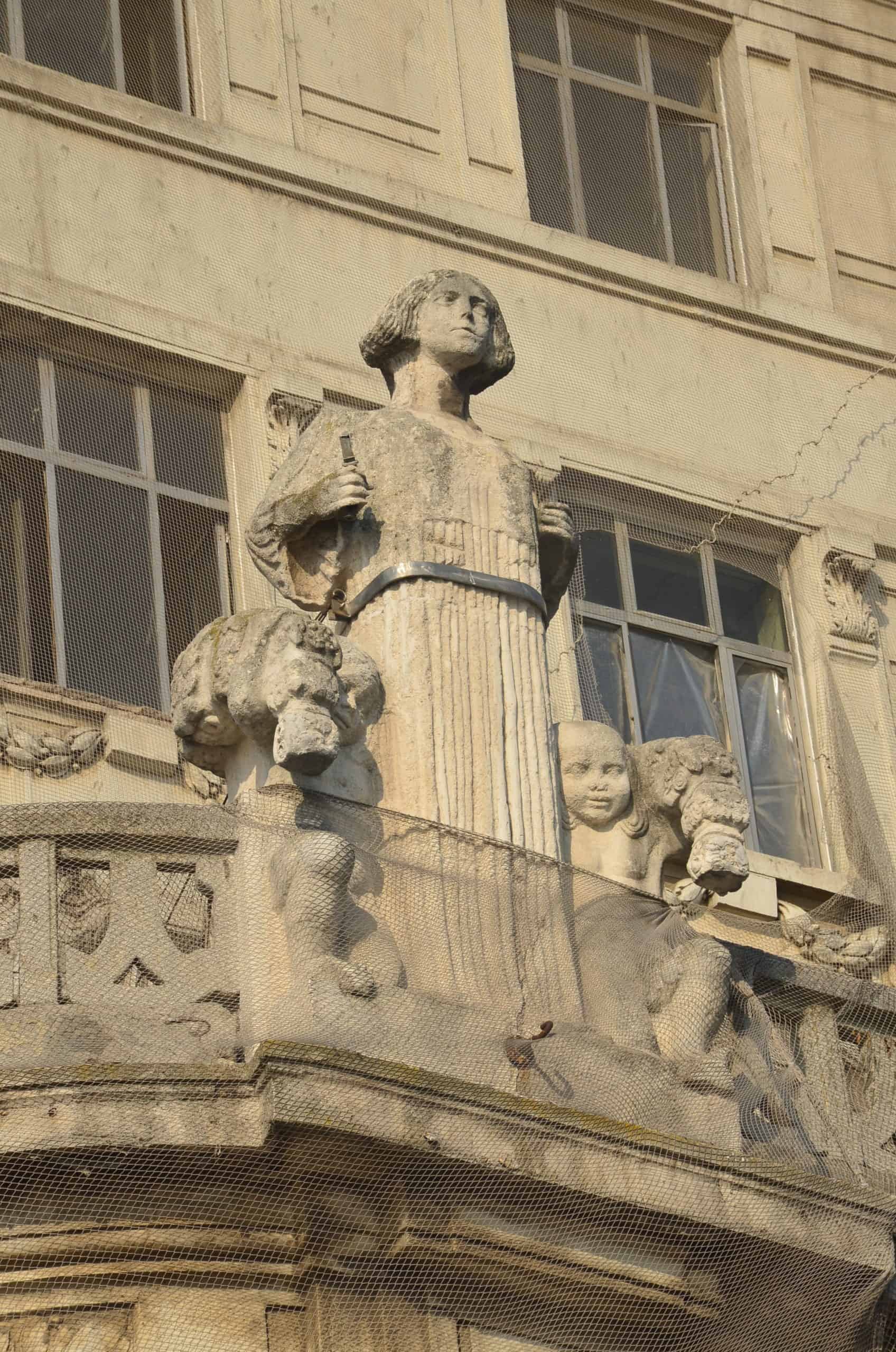 Statue representing commerce on the Ziraat Bank Building in Karaköy, Istanbul, Turkey
