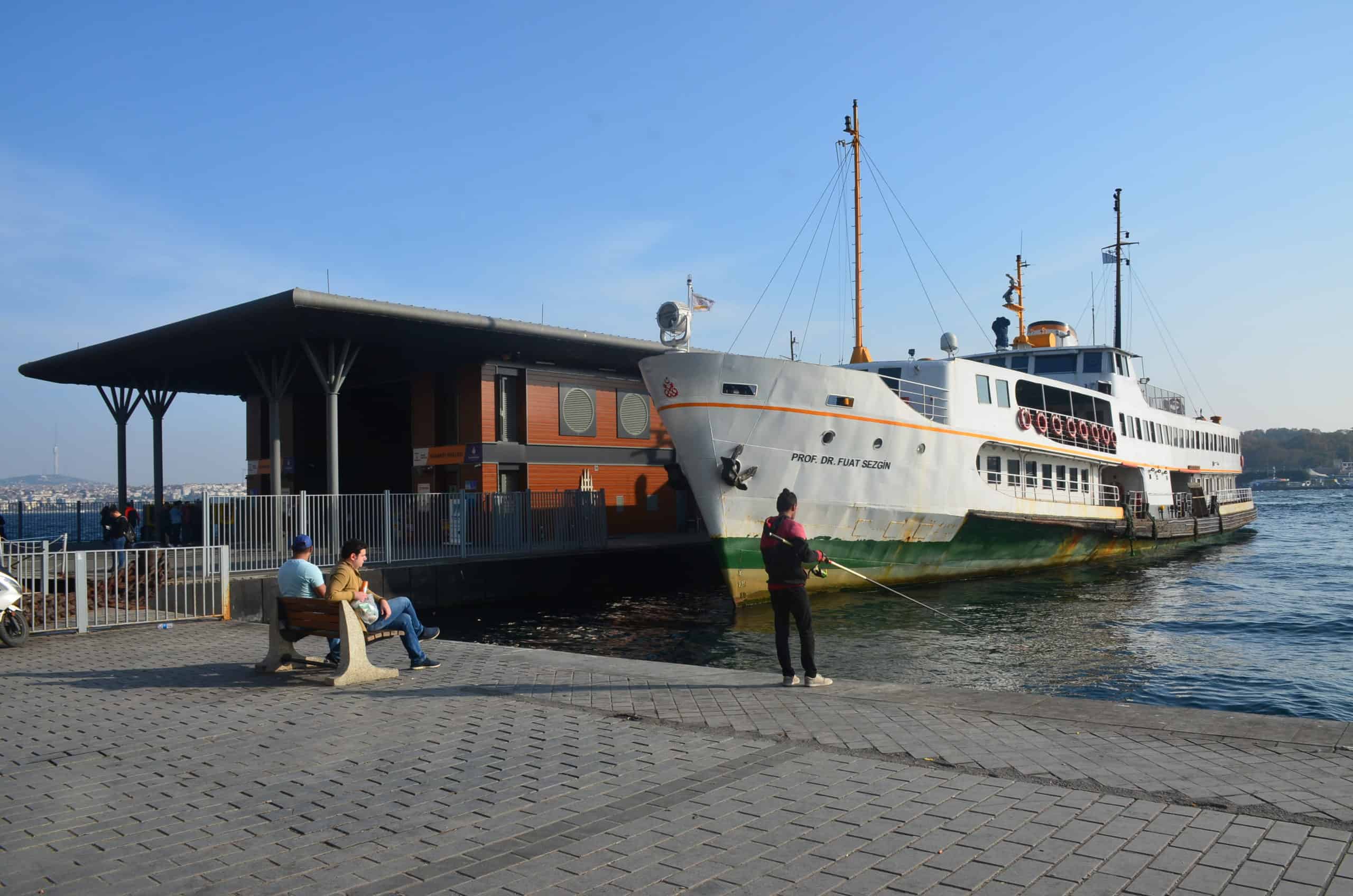Ferry docked at Karaköy Pier in Istanbul, Turkey