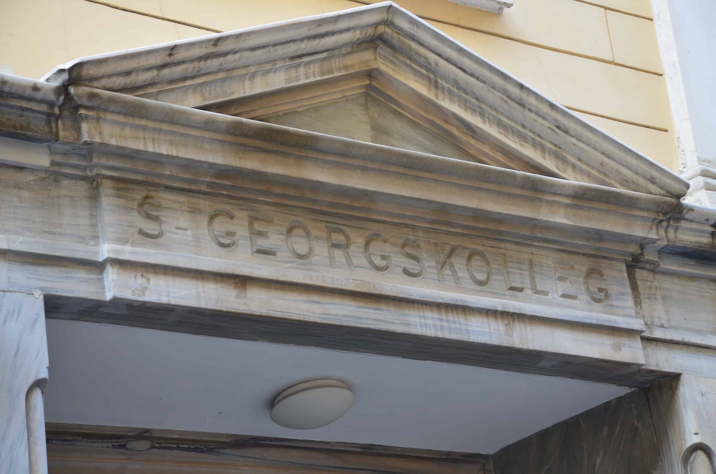 Inscription above the entrance to St. George's Austrian High School in Galata, Istanbul, Turkey