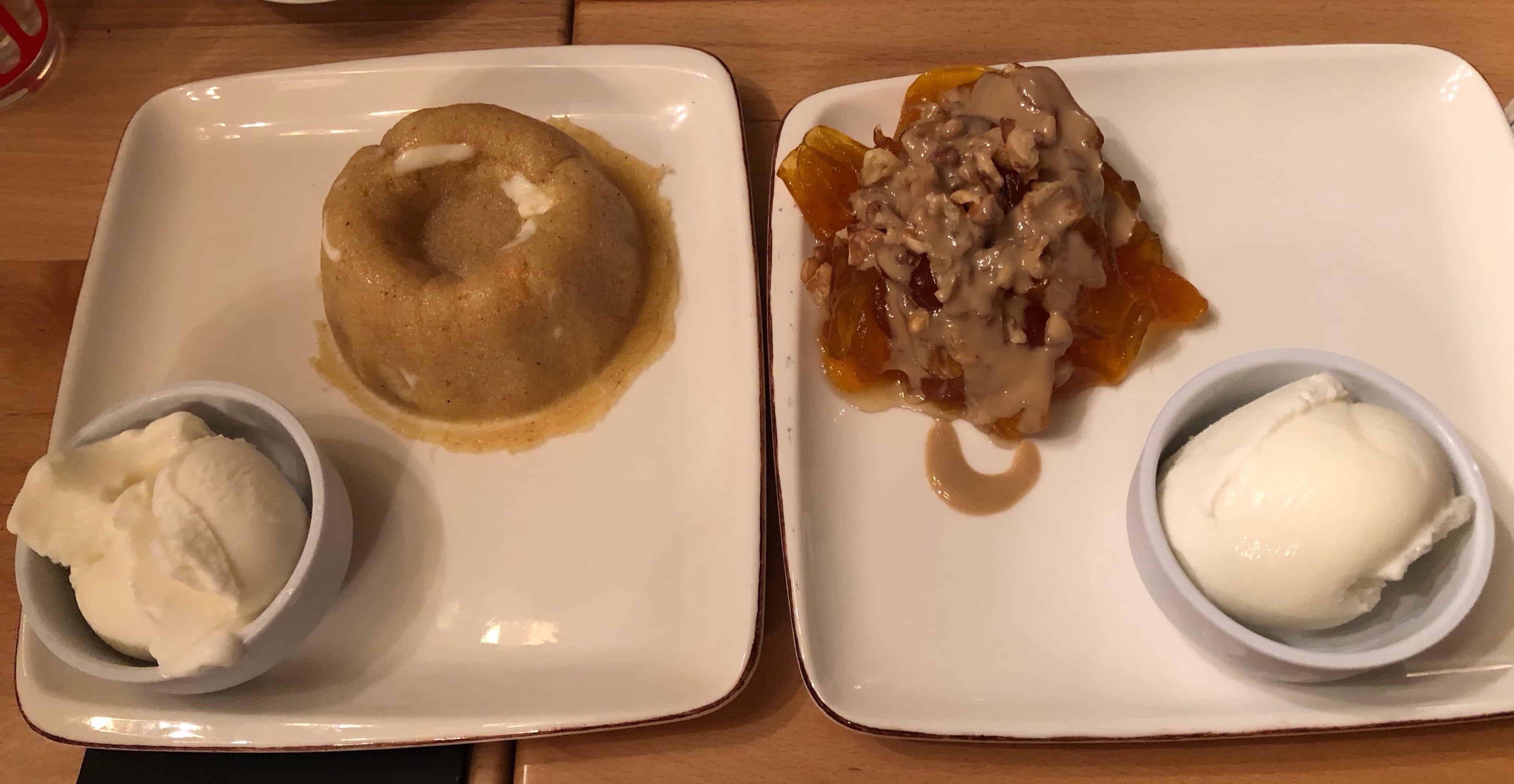 Semolina dessert (left) and pumpkin dessert (right)