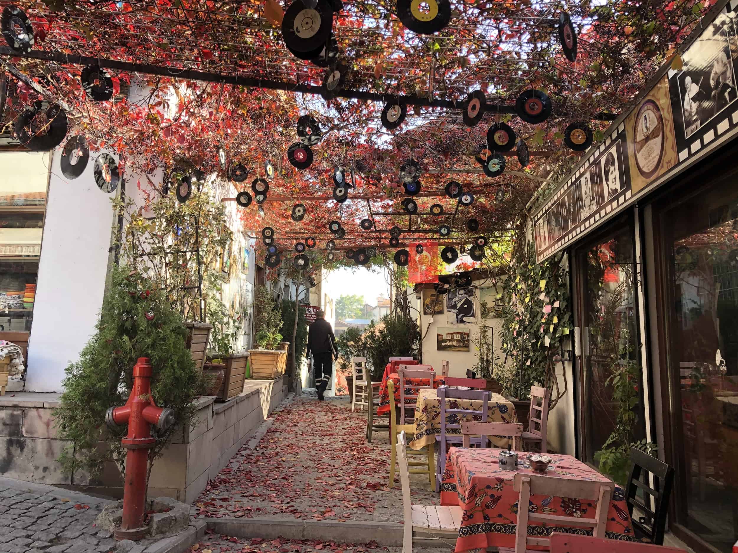 Café along Koyunpazarı Street in Samanpazarı, Ankara, Turkey