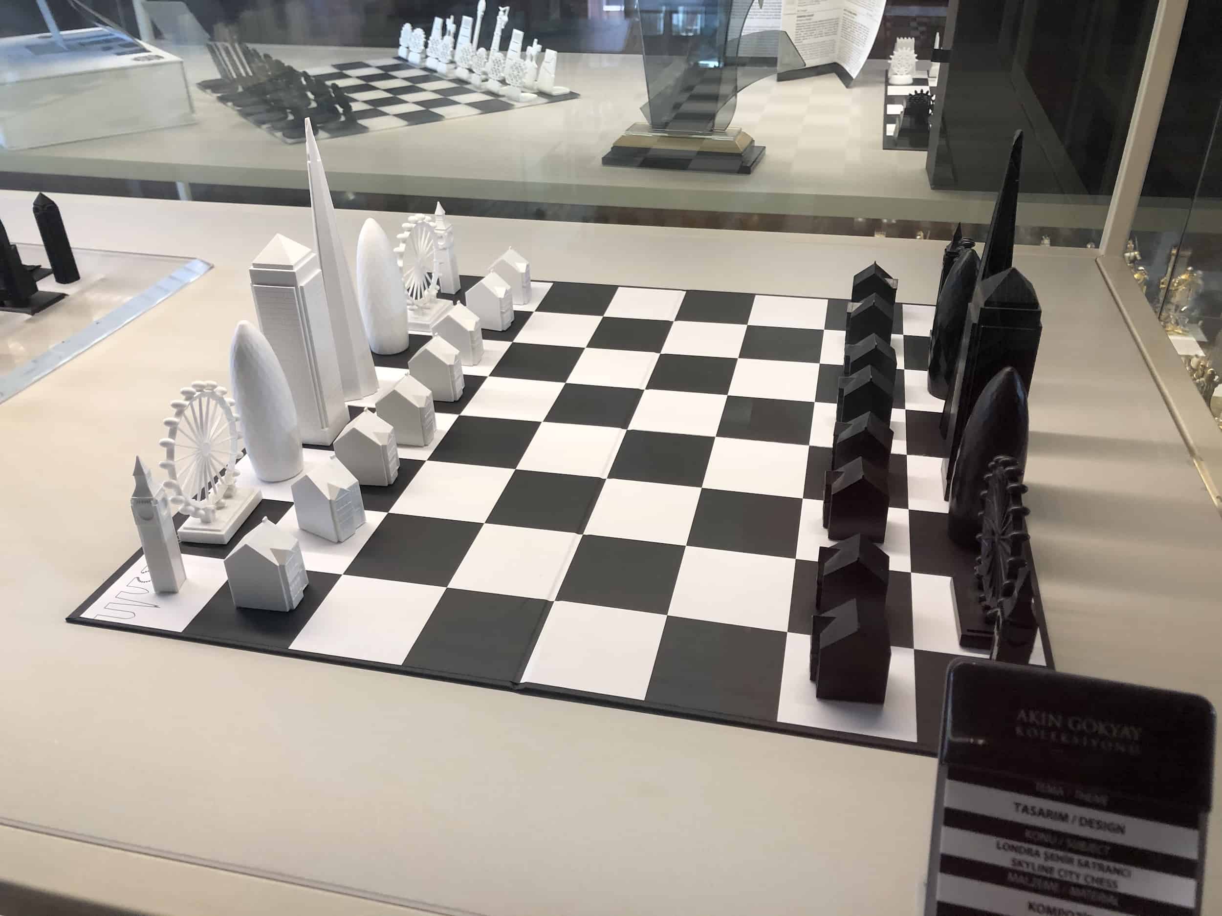 London city skyline chess set at the Gökyay Foundation Chess Museum in Ankara, Turkey