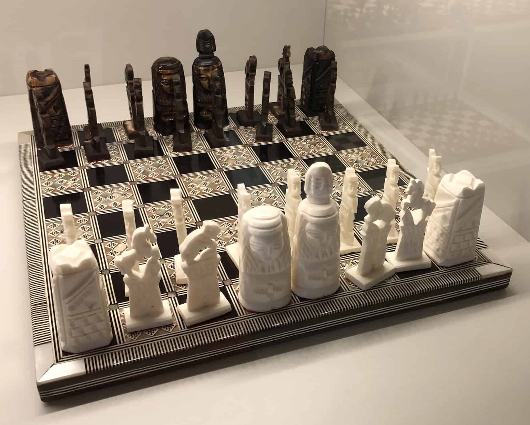 Meerschaum chess set (Iran) at the Gökyay Foundation Chess Museum in Ankara, Turkey