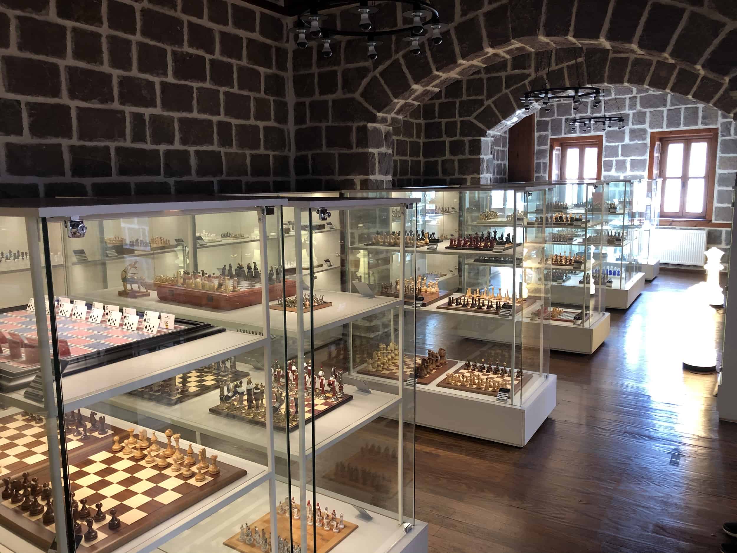Chess sets at the Gökyay Foundation Chess Museum in Ankara, Turkey