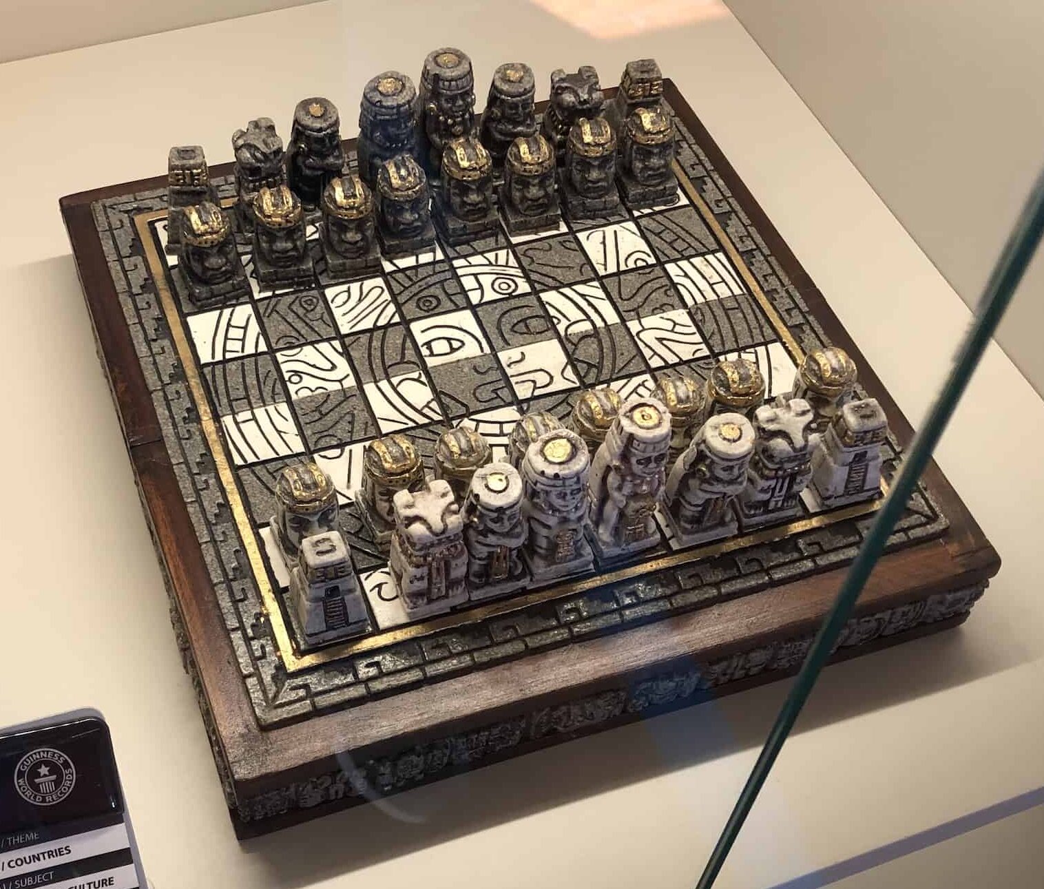 Stone chess set (Mexico) at the Gökyay Foundation Chess Museum in Ankara, Turkey