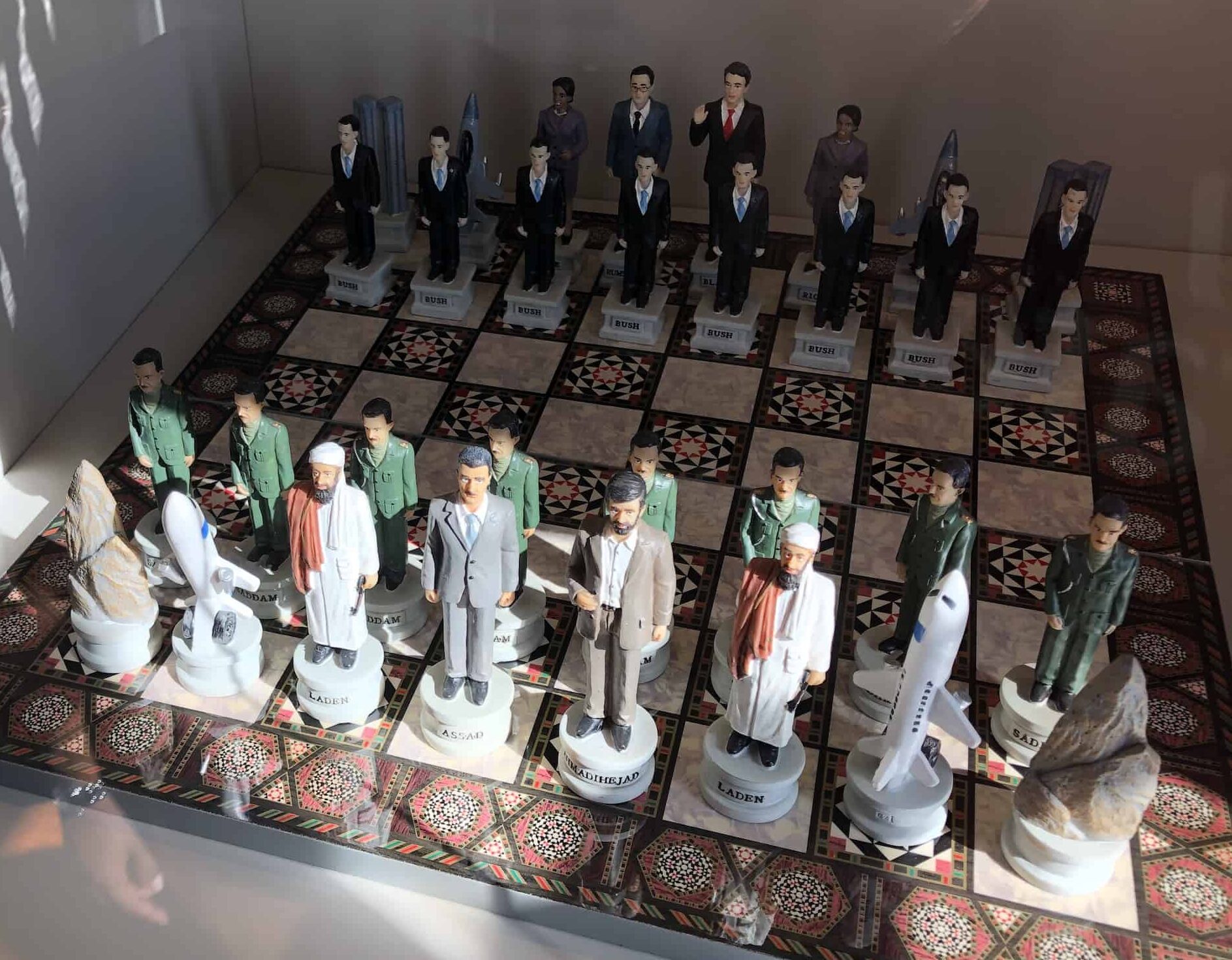 9/11 themed chess set (USA) at the Gökyay Foundation Chess Museum in Ankara, Turkey