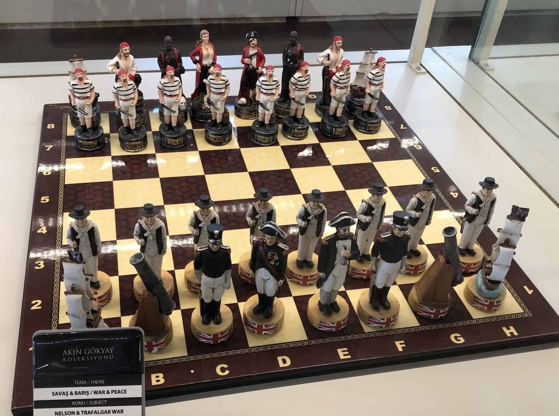 Battle of Trafalgar chess set (England) at the Gökyay Foundation Chess Museum in Ankara, Turkey