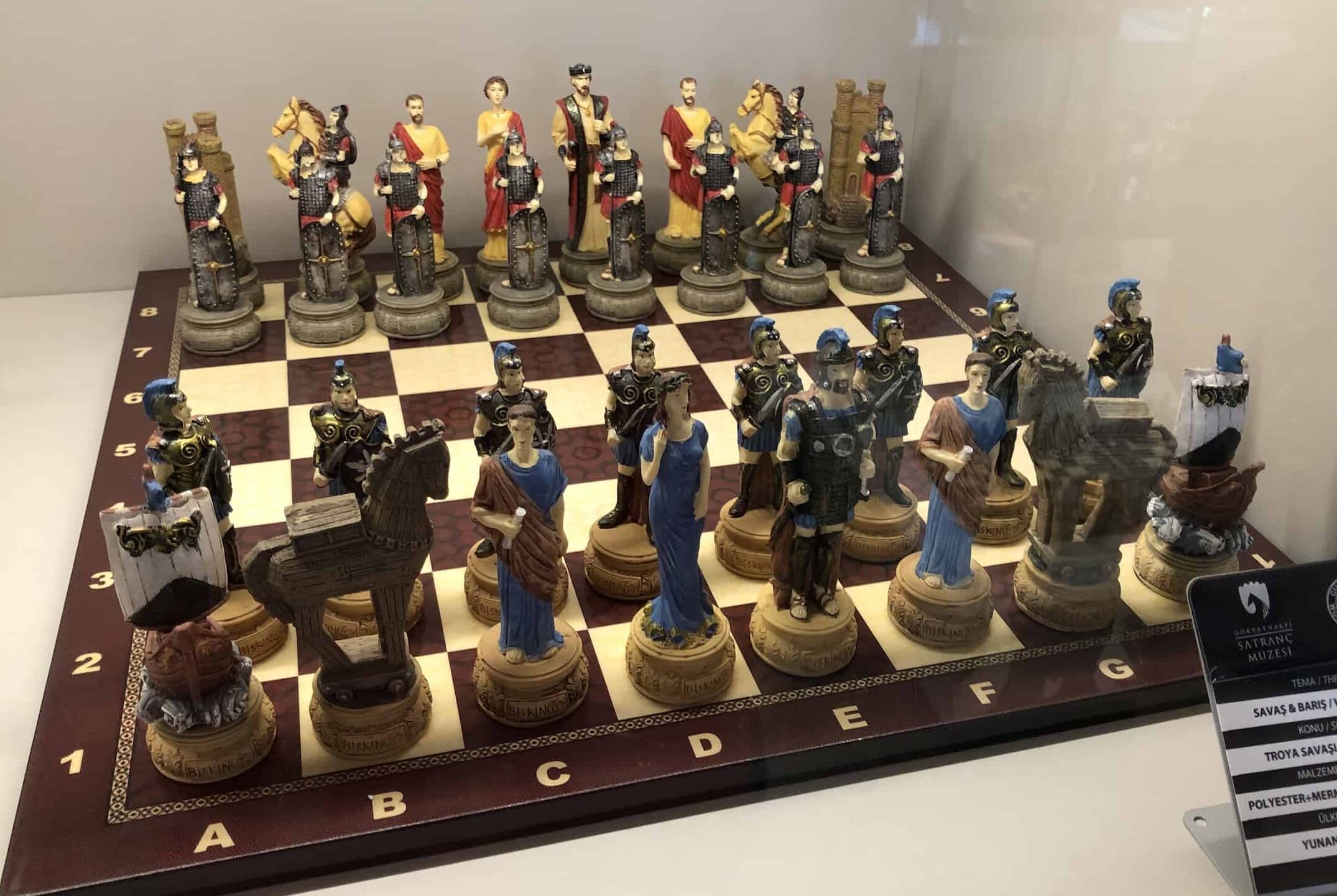 Trojan War chess set (Greece) at the Gökyay Foundation Chess Museum in Ankara, Turkey