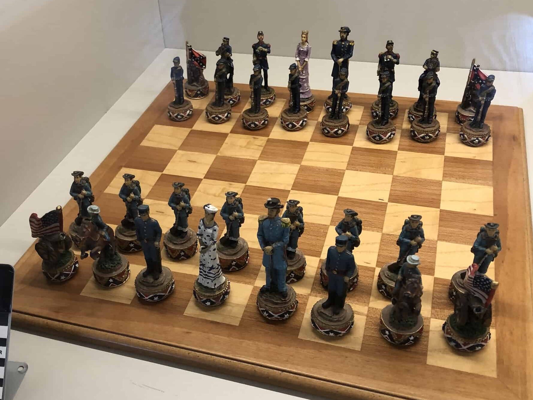 American Civil War chess set (USA) at the Gökyay Foundation Chess Museum in Ankara, Turkey