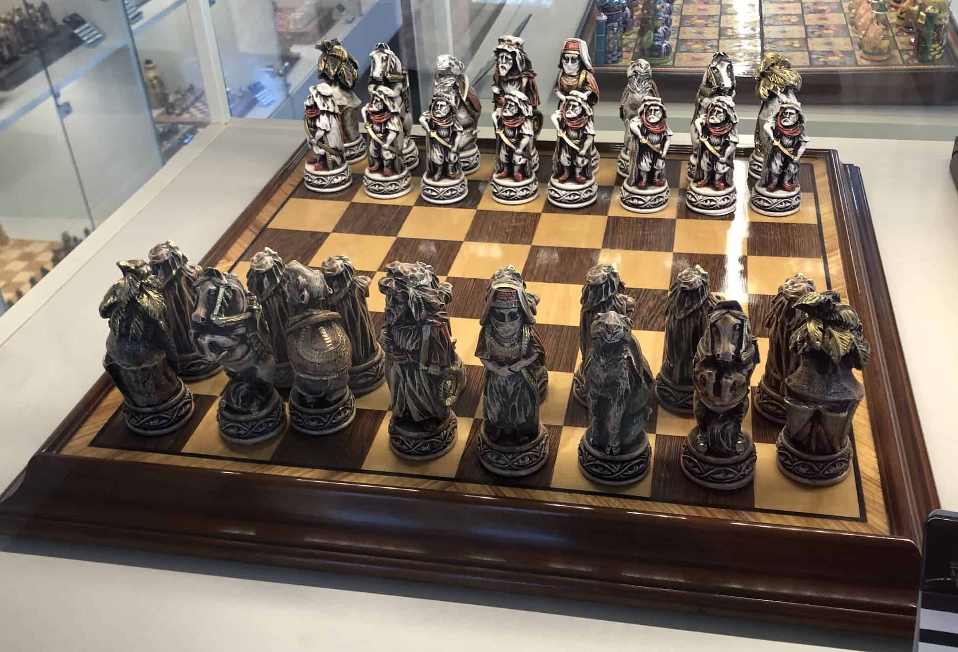 Polyester and marble powder chess set (Libya)