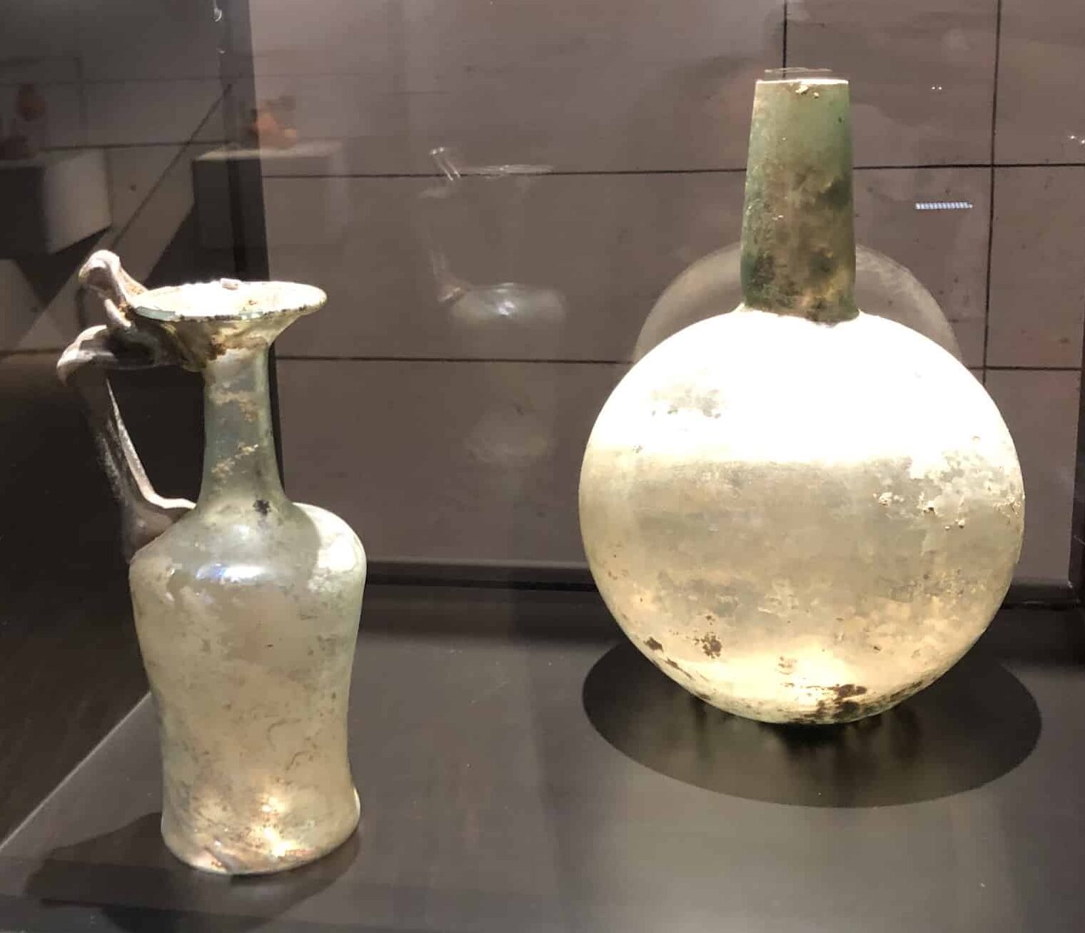 Glass jugs at the Erimtan Archaeology and Arts Museum in Ankara, Turkey