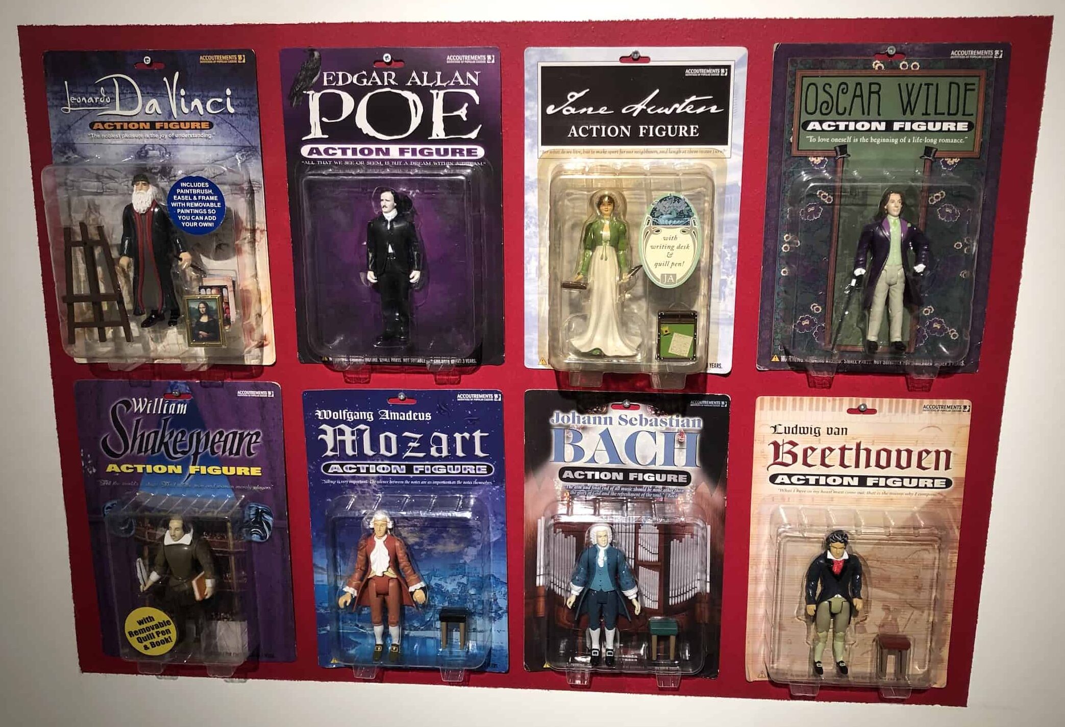 Assorted action figures of historic artists, musicians, and writers