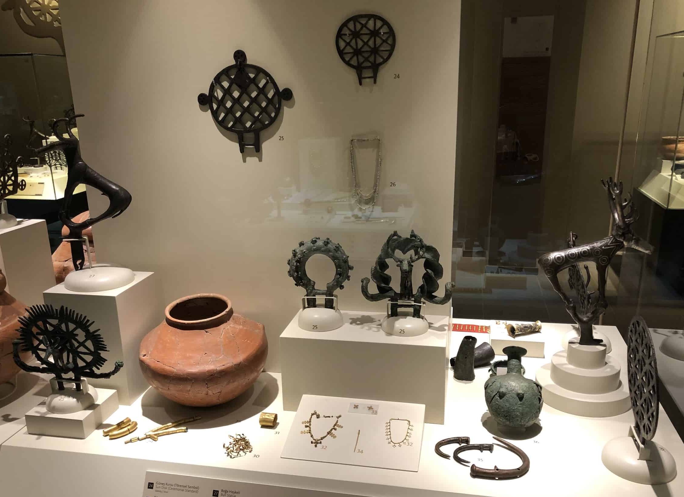 Items from Grave D at Alacahöyük at the Museum of Anatolian Civilizations in Ankara, Turkey