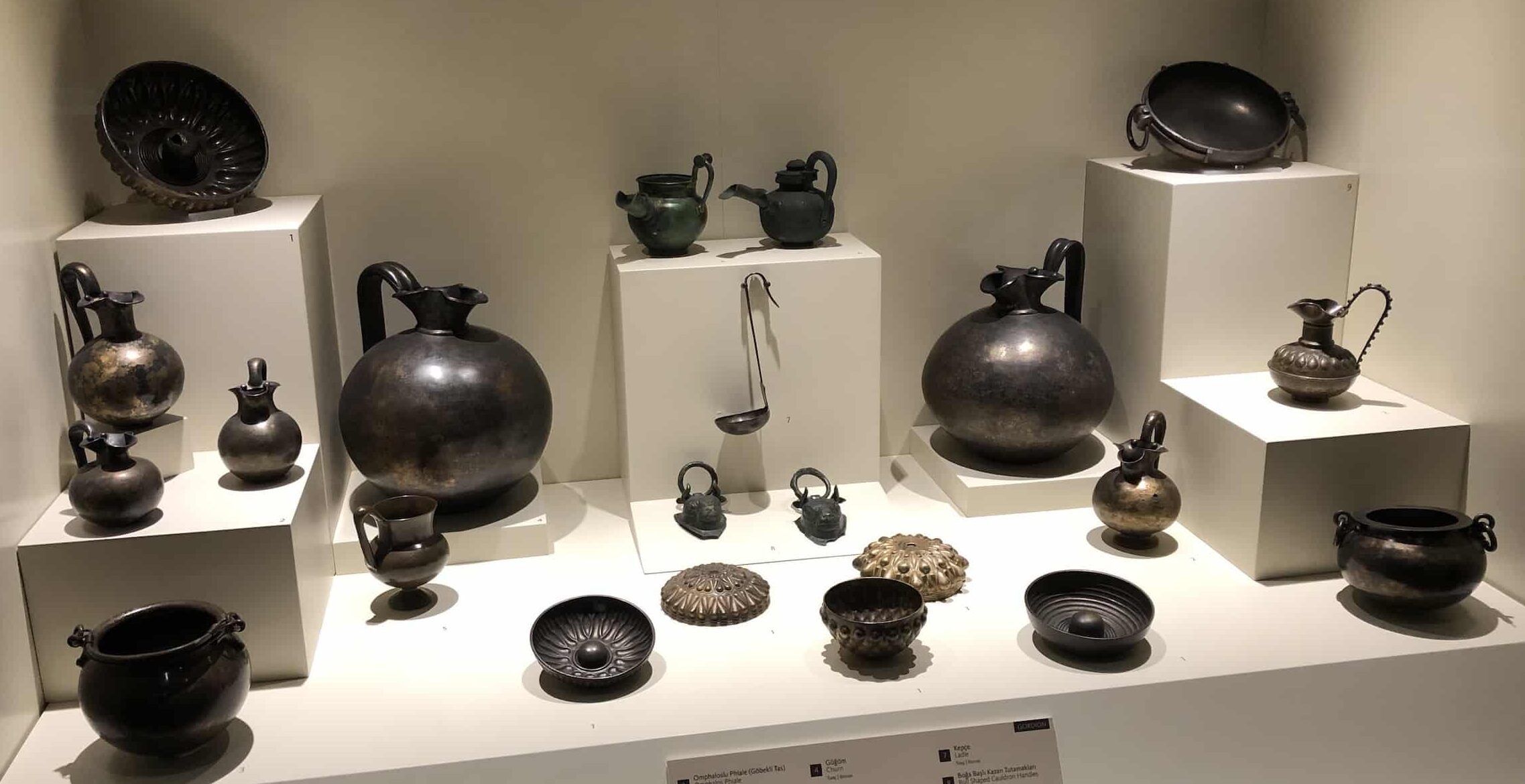 Metalworks from Gordion at the Museum of Anatolian Civilizations in Ankara, Turkey