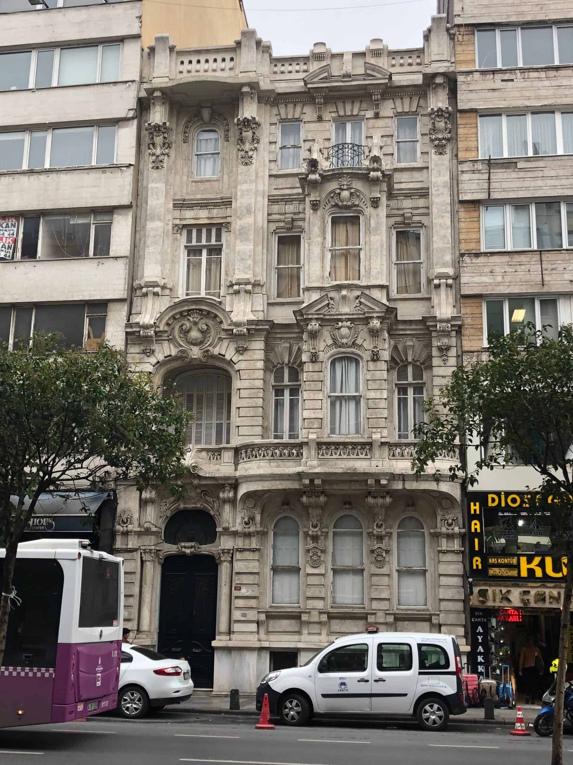Building on Halaskargazi Street in Osmanbey, Istanbul, Turkey