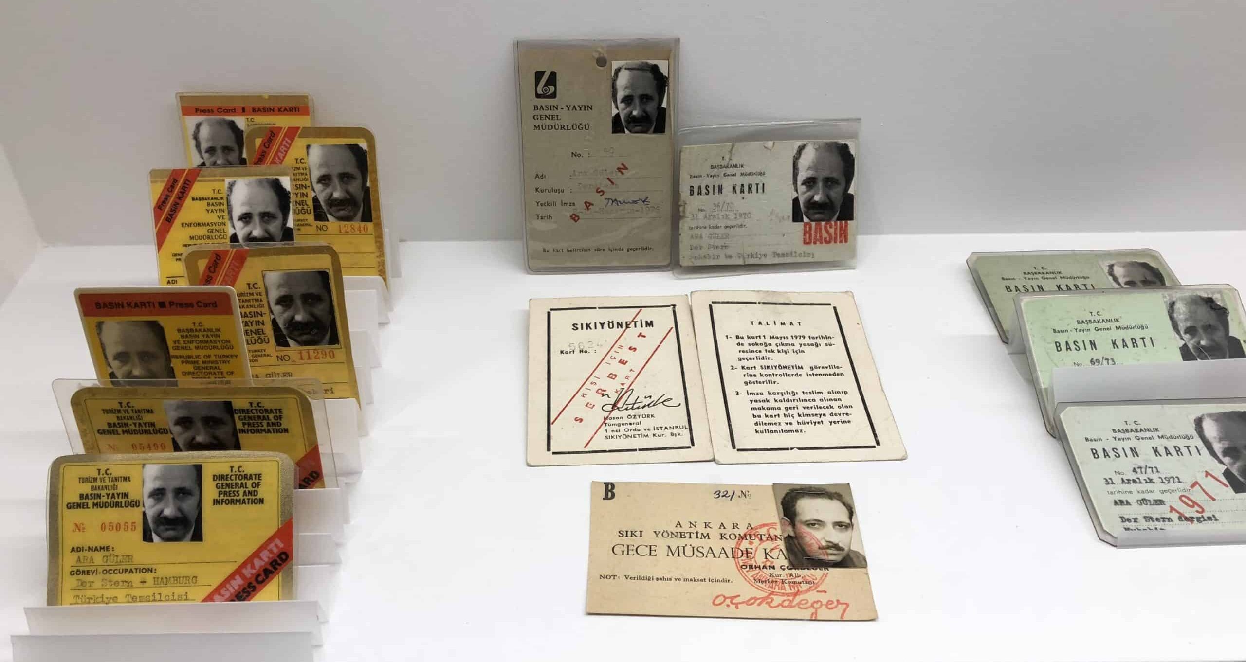 Ara Güler's press cards at the Ara Güler Museum in Bomontiada