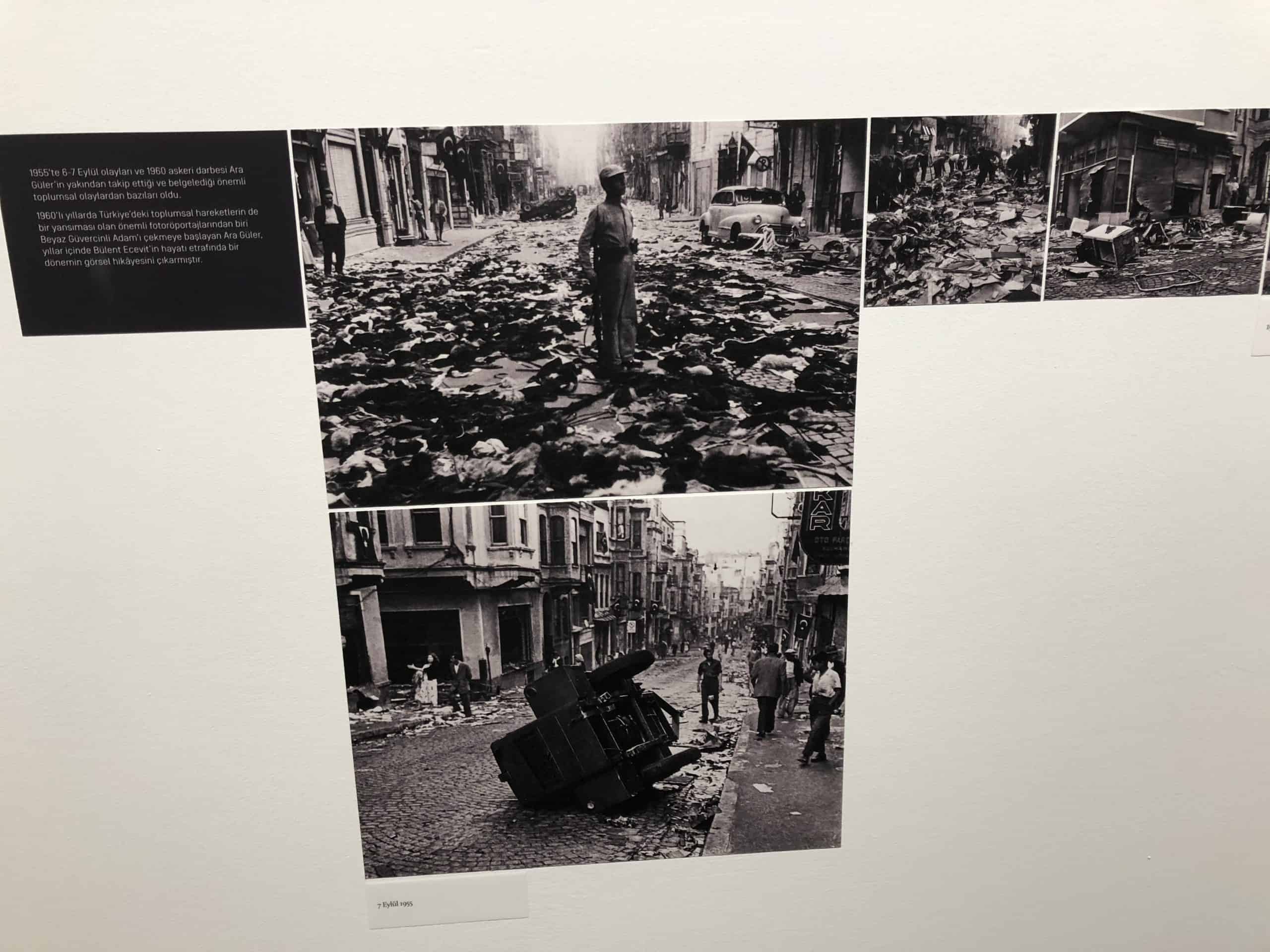 Photos of the 1955 pogrom at the Ara Güler Museum in Bomontiada in Şişli, Istanbul, Turkey