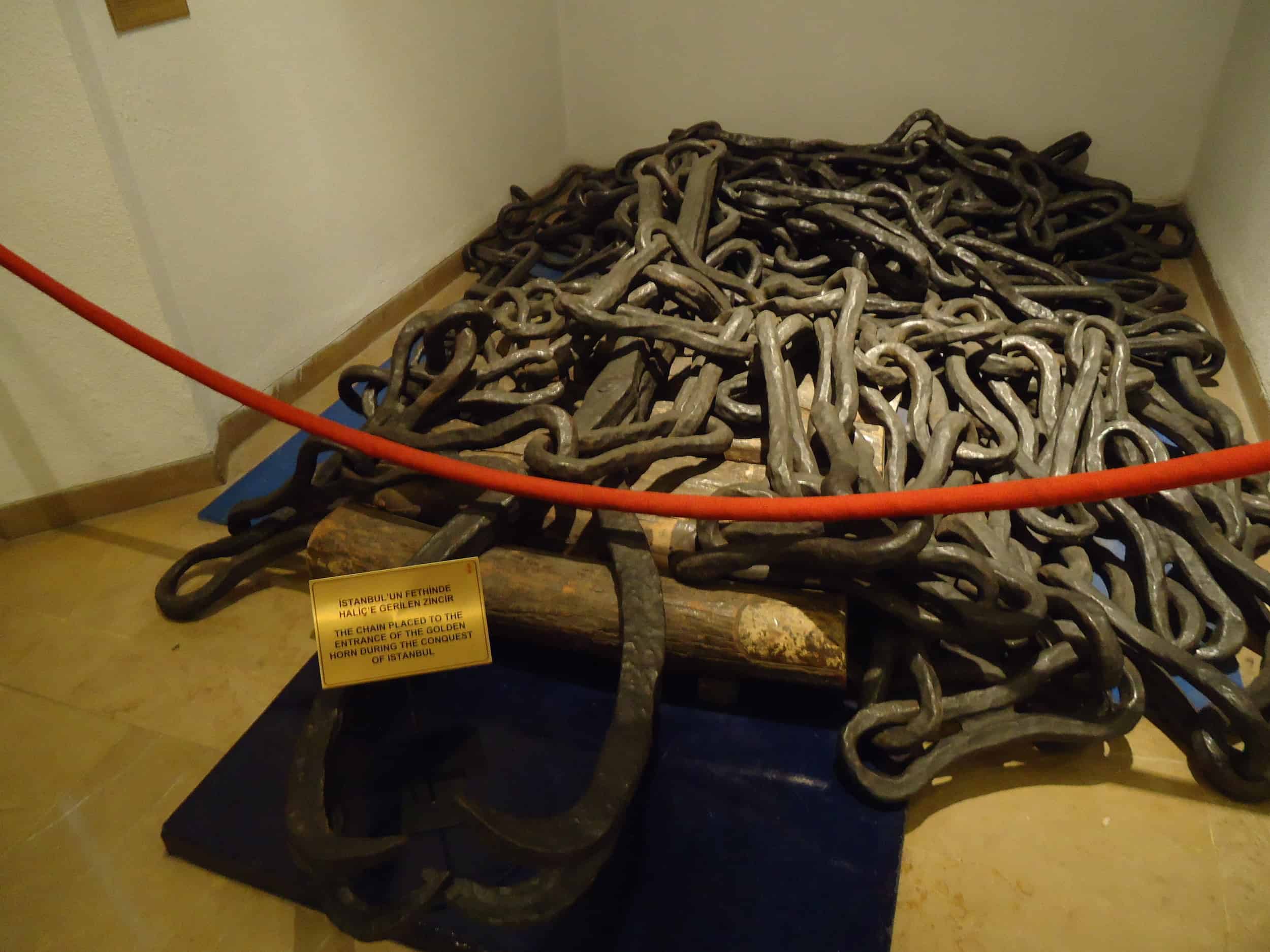 Byzantine chain exhibit in February 2012 at the Harbiye Military Museum in Istanbul, Turkey