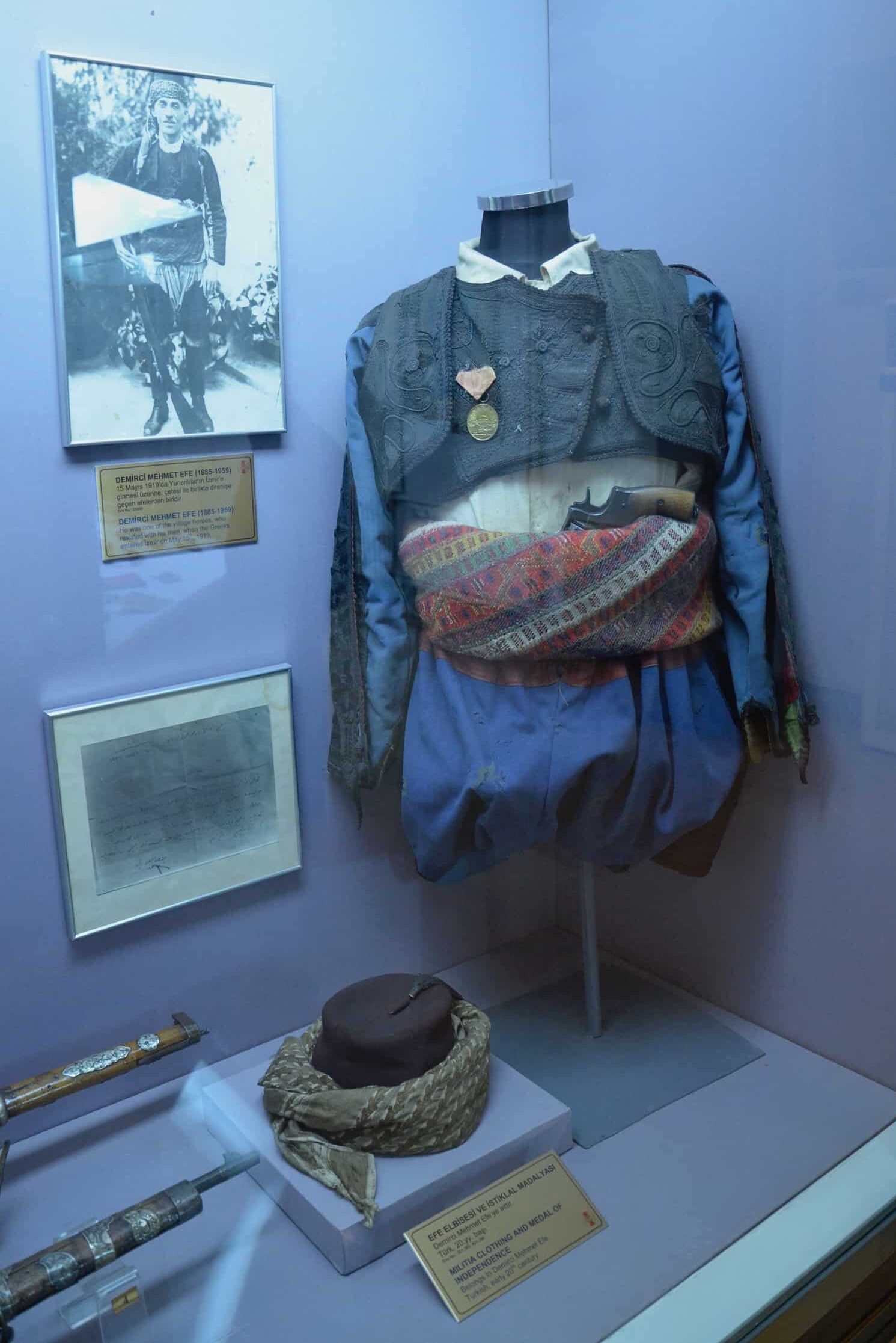 Uniform of Demirci Mehmet Efe at the Harbiye Military Museum in Istanbul, Turkey