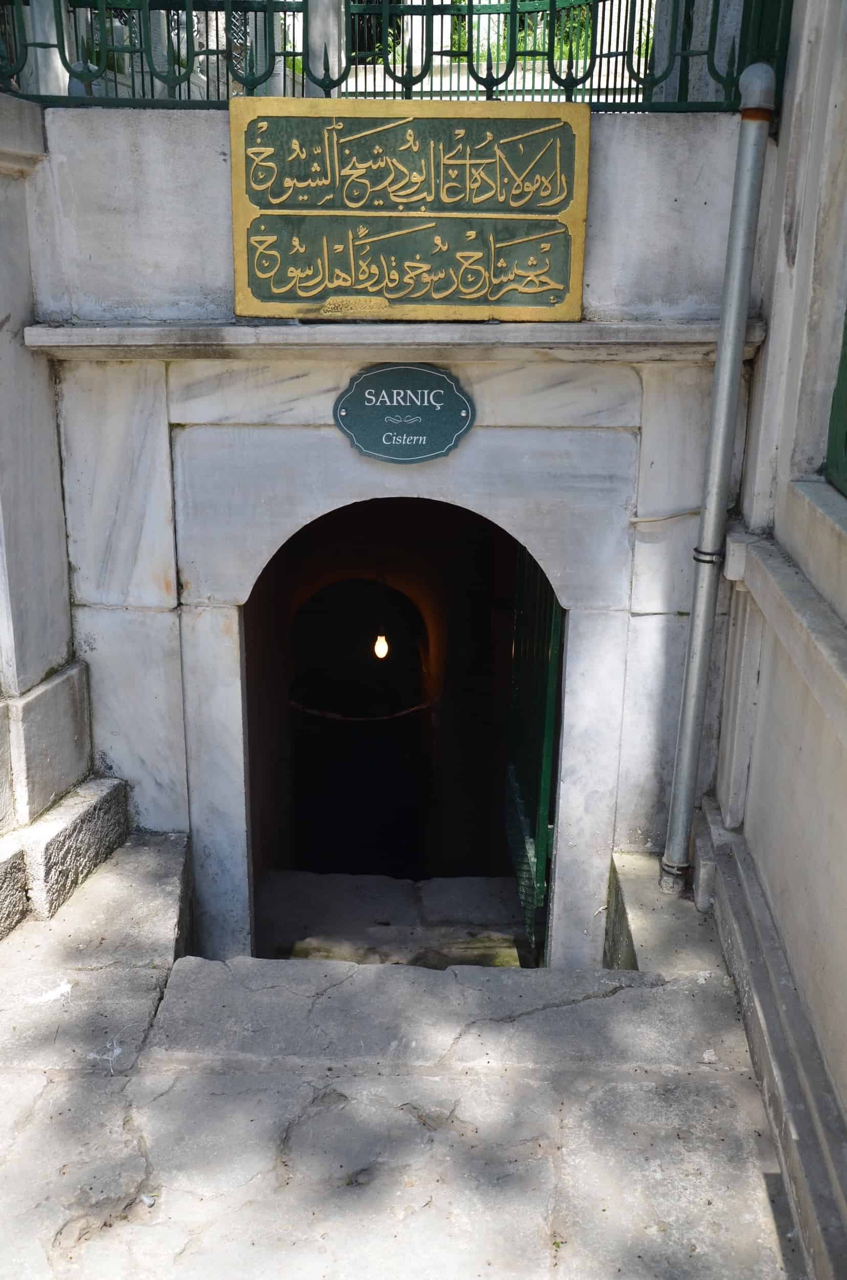 Entrance to the Byzantine cistern at the Galata Mevlevi Lodge Museum in Istanbul, Turkey