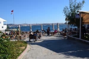 Café on the Bosporus in Fındıklı, Istanbul, Turkey