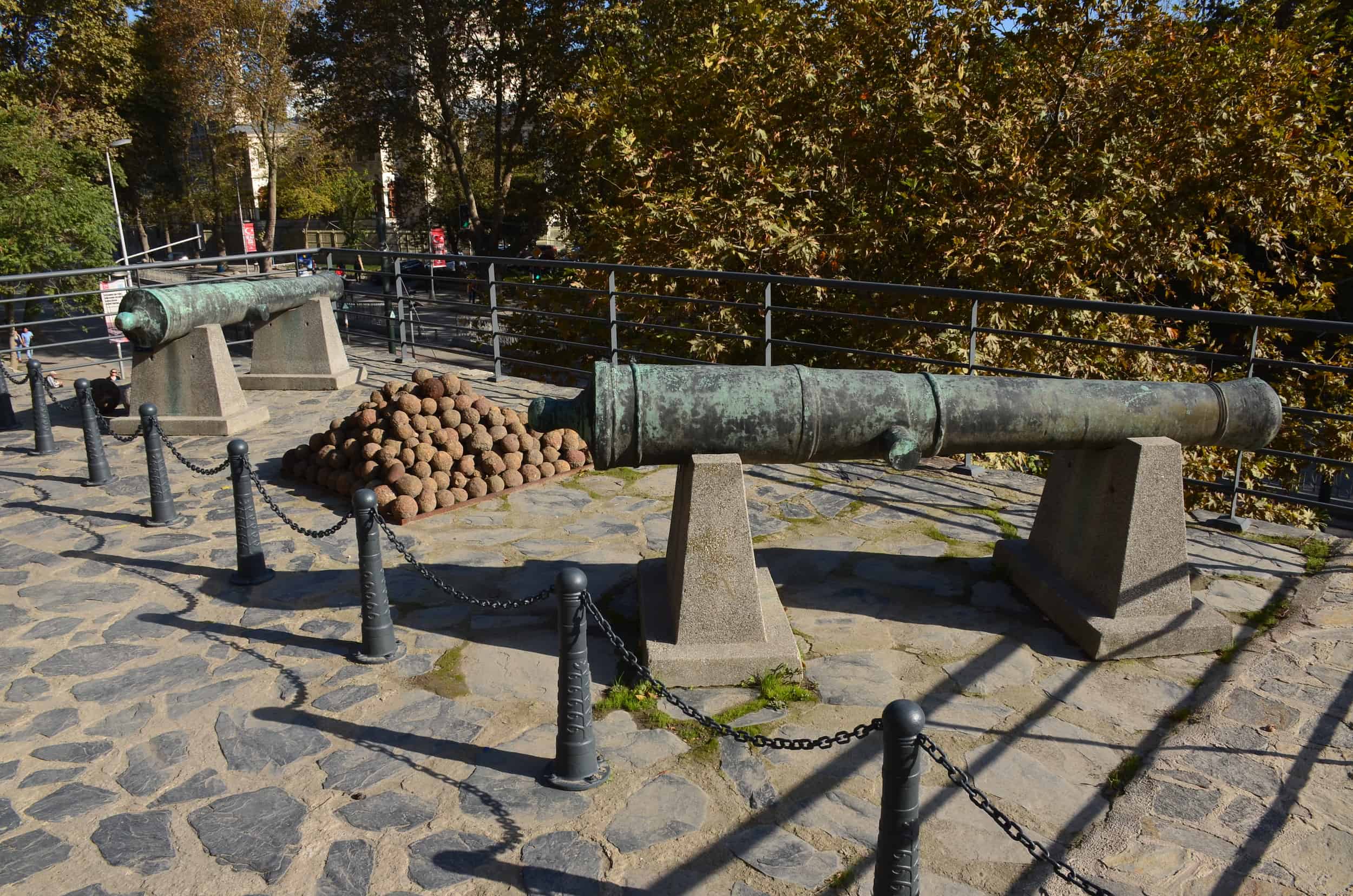Cannons and cannonballs at Tophane-i Amire Culture and Art Center in Tophane, Istanbul, Turkey